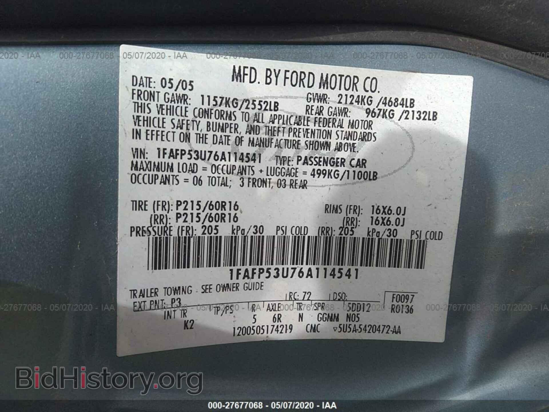 2006 FORD TAURUS - VIN: 1FAFP53U76A114541 - Фото 9
