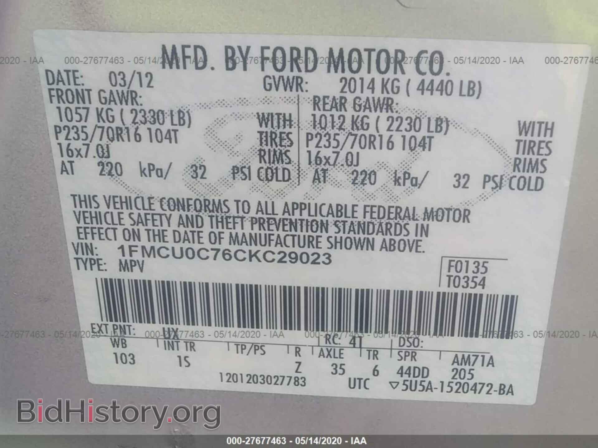 2012 FORD ESCAPE - VIN: 1FMCU0C76CKC29023 - Photo 9