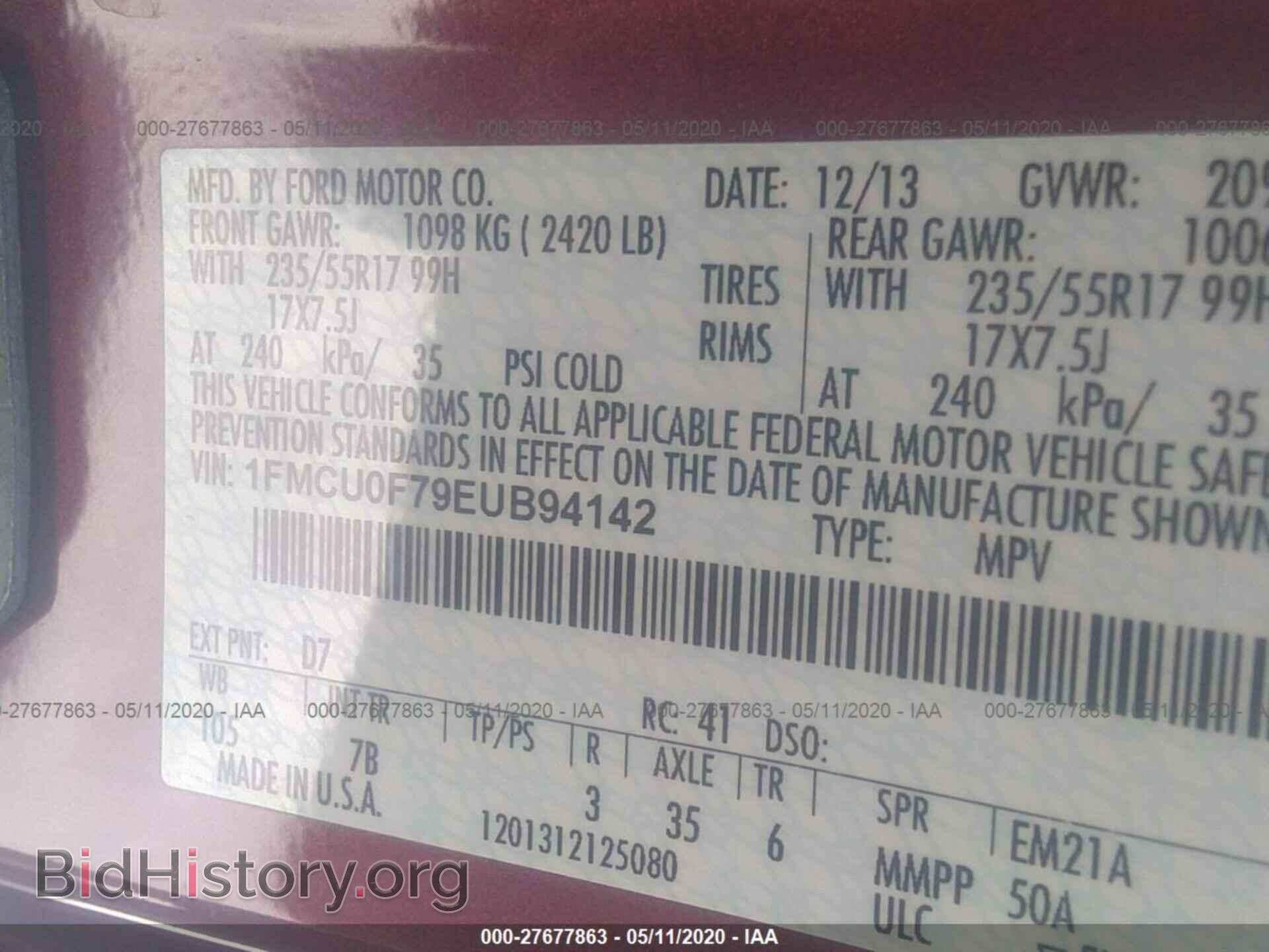 2014 FORD ESCAPE - VIN: 1FMCU0F79EUB94142 - Photo 9