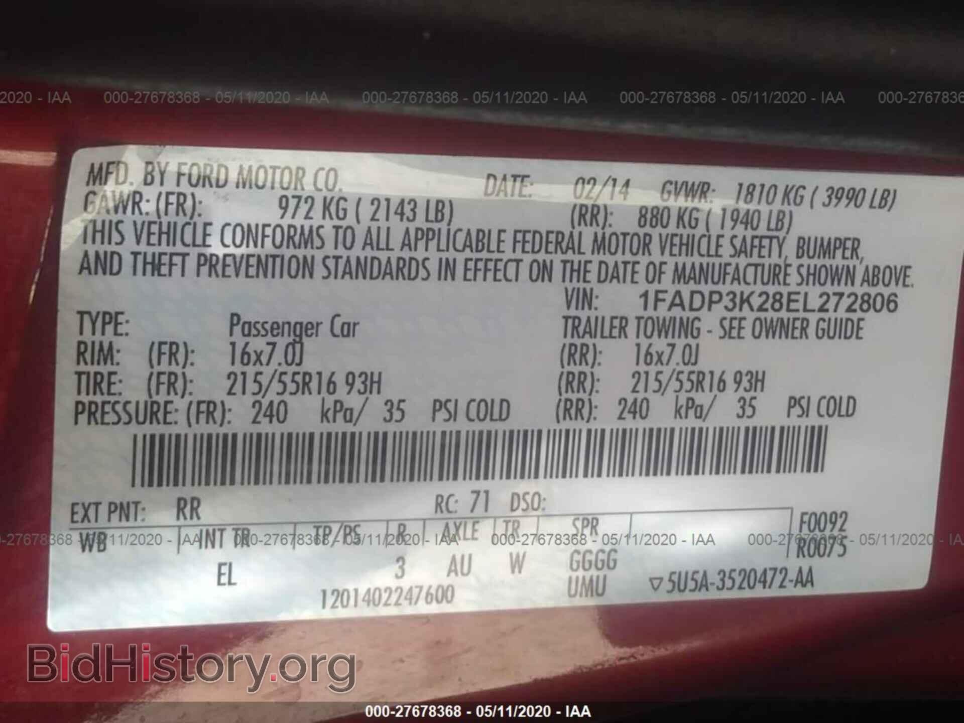 2014 FORD FOCUS - VIN: 1FADP3K28EL272806 - Фото 9