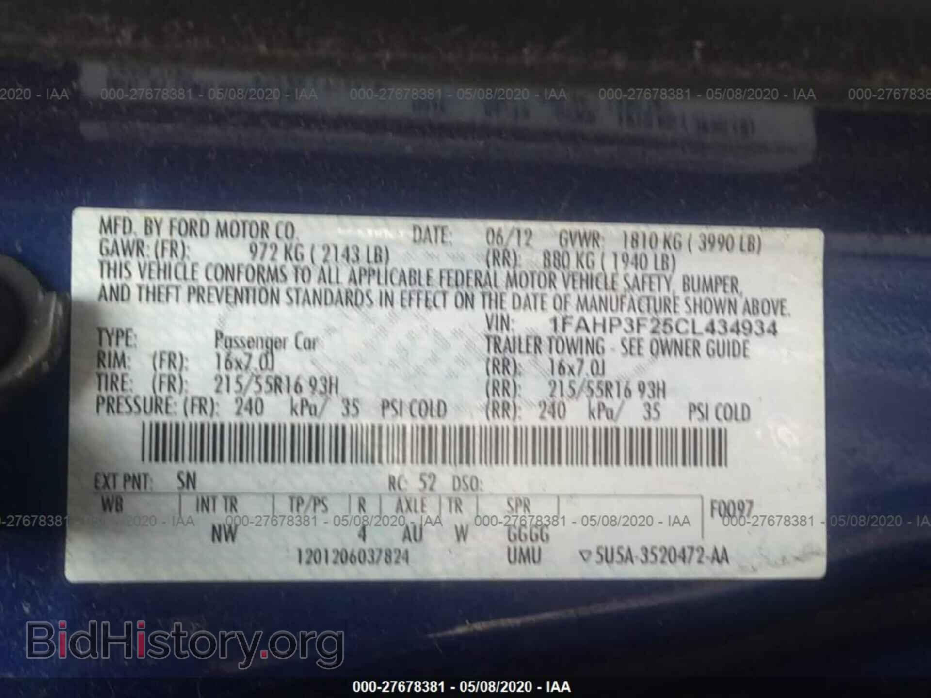 2012 FORD FOCUS - VIN: 1FAHP3F25CL434934 - Фото 9