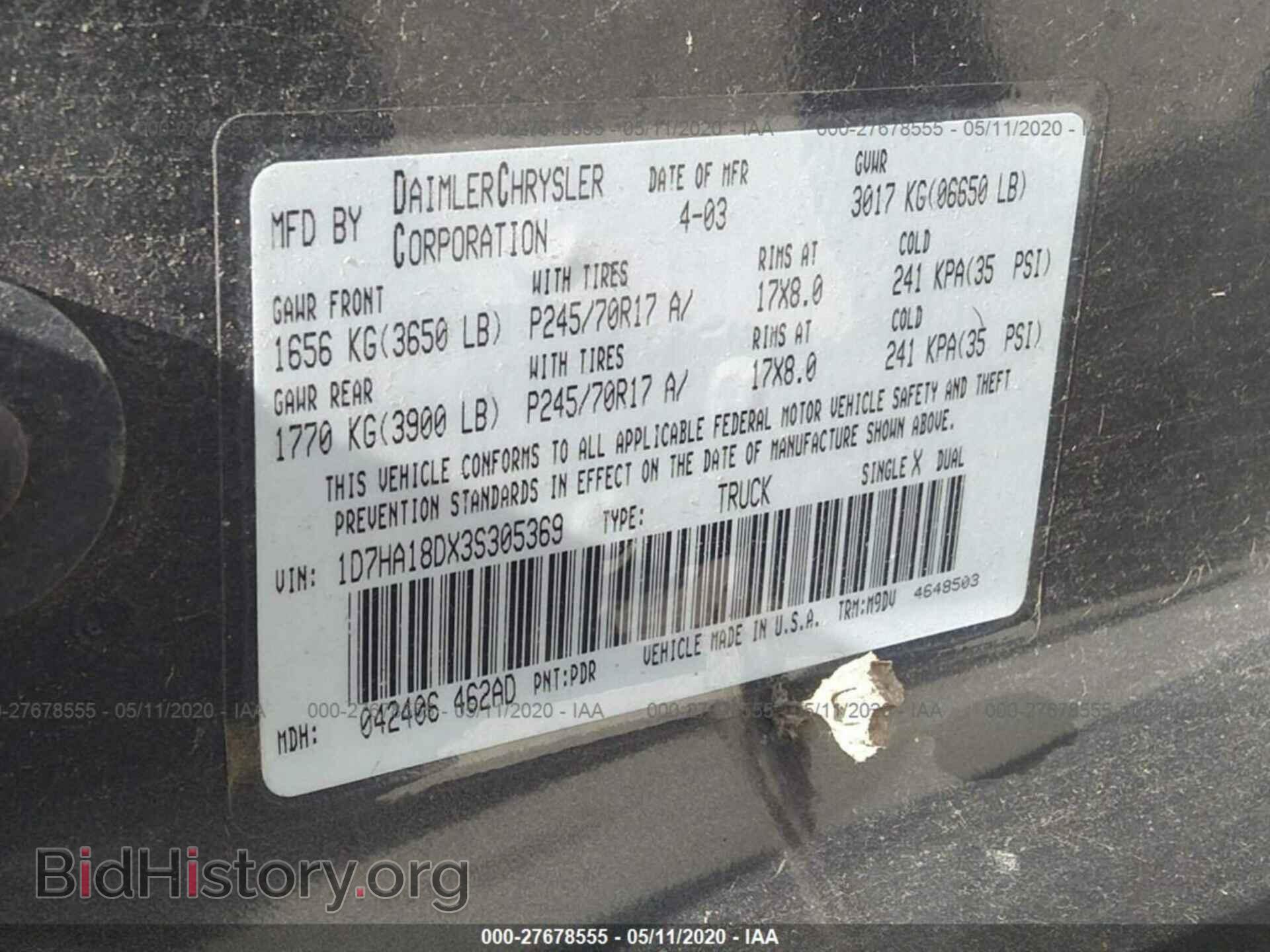 2003 DODGE RAM 1500 - VIN: 1D7HA18DX3S305369 - Photo 9