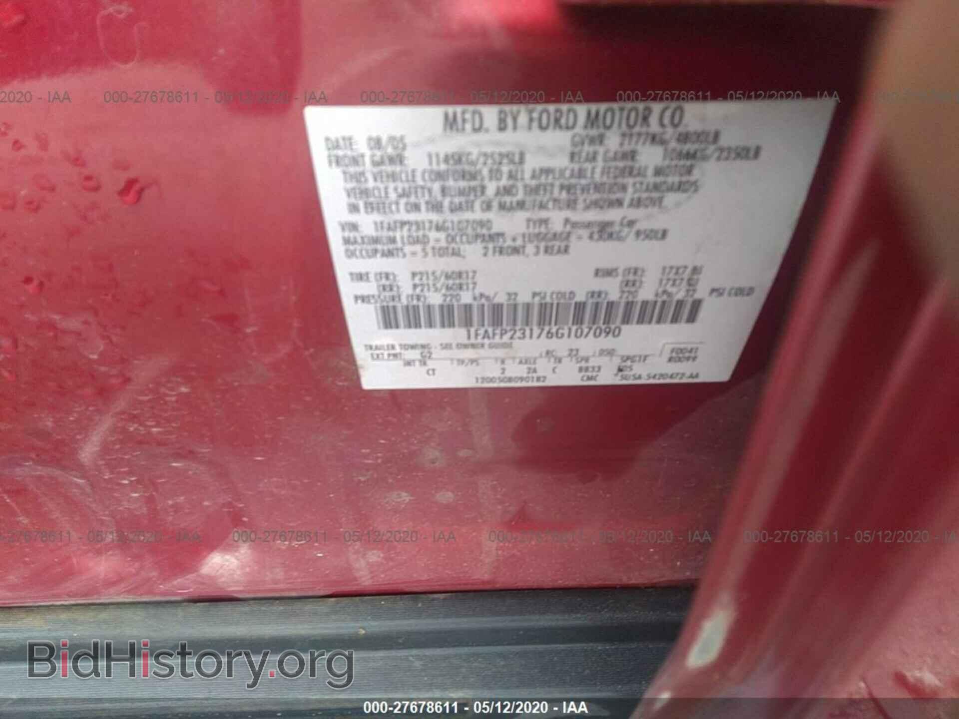 2006 FORD FIVE HUNDRED - VIN: 1FAFP23176G107090 - Фото 9