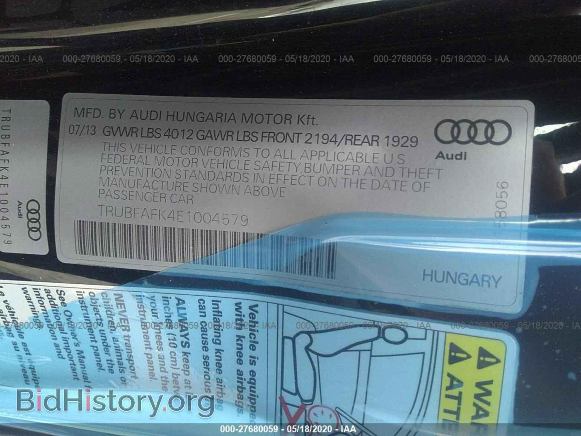 2014 AUDI TT - VIN: TRUBFAFK4E1004579 - Фото 9