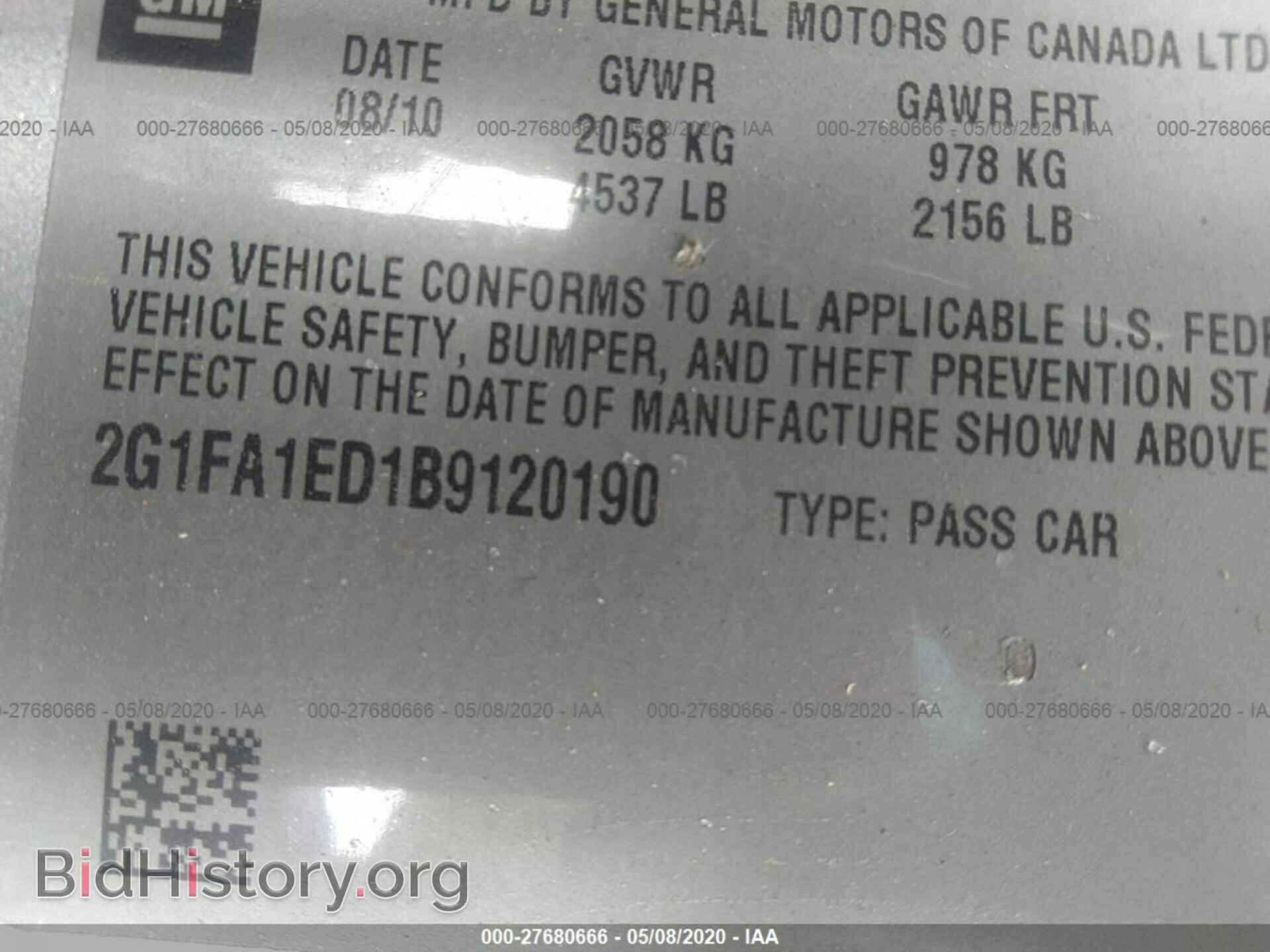 2011 CHEVROLET CAMARO - VIN: 2G1FA1ED1B9120190 - Фото 9