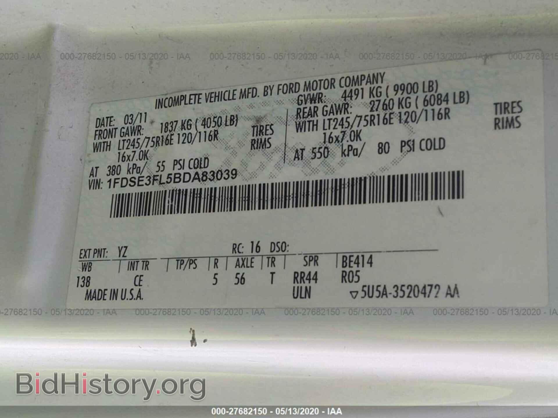 2011 FORD ECONOLINE - VIN: 1FDSE3FL5BDA83039 - Фото 9