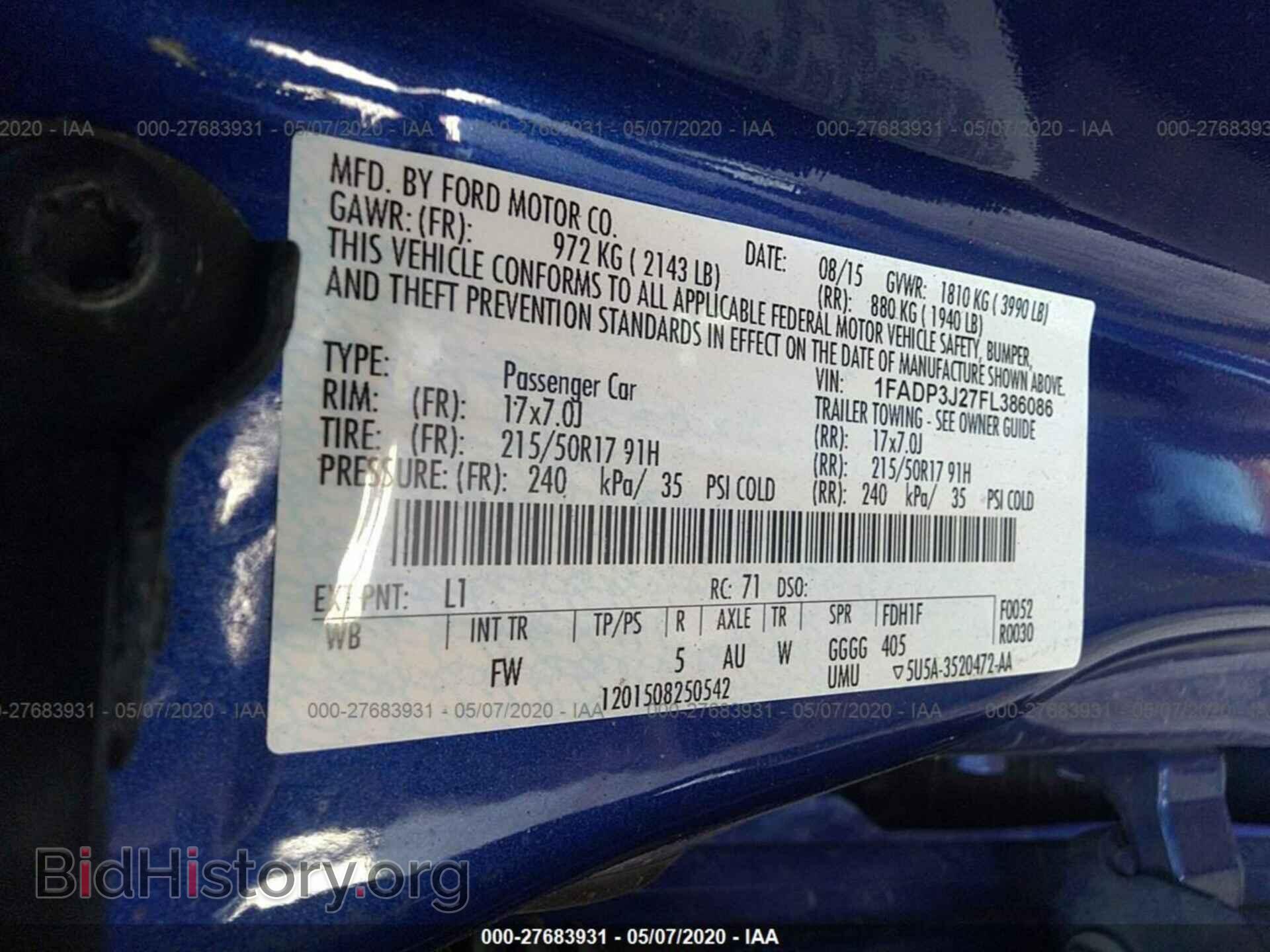 2015 FORD FOCUS - VIN: 1FADP3J27FL386086 - Фото 9