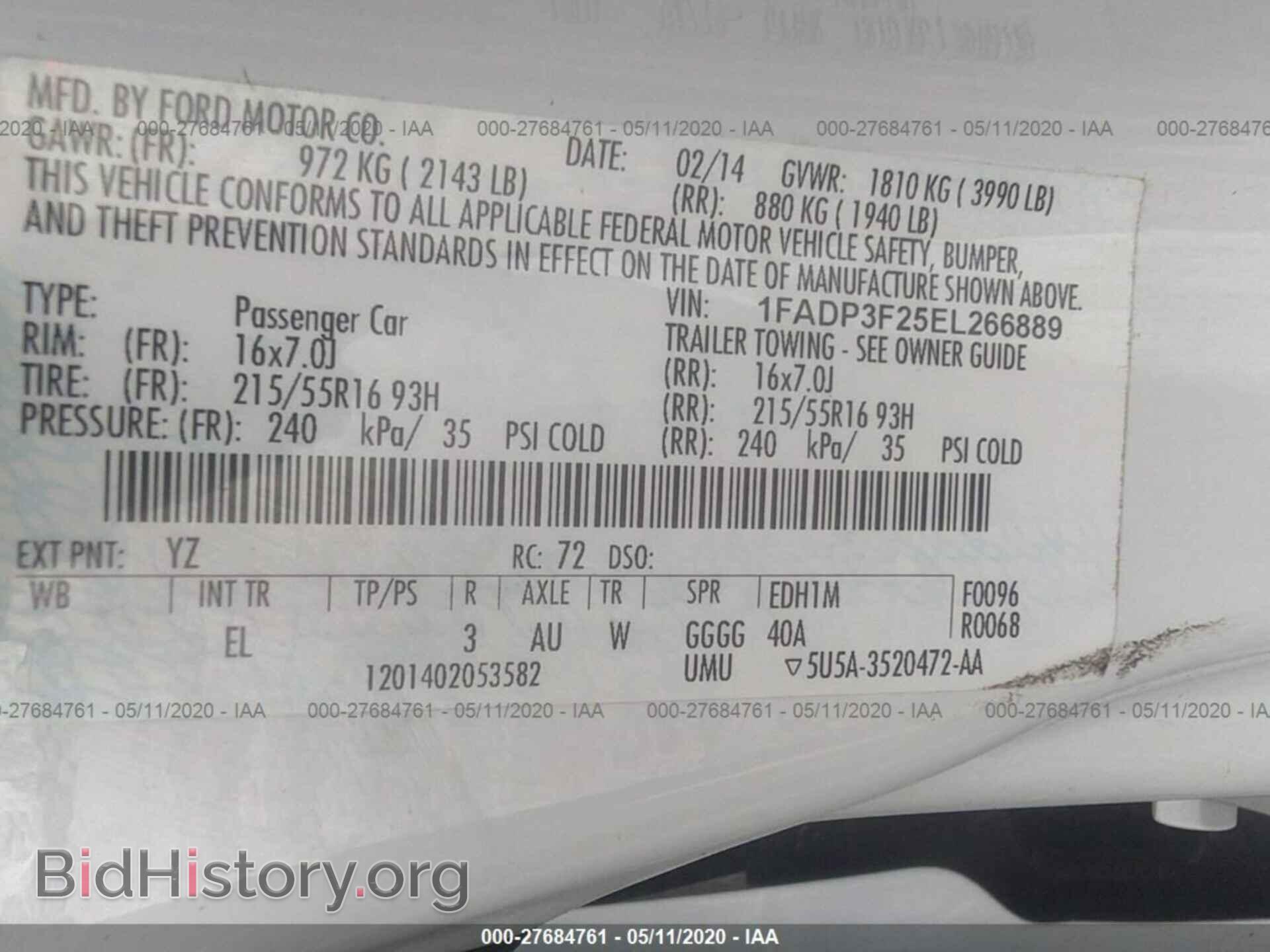 2014 FORD FOCUS - VIN: 1FADP3F25EL266889 - Фото 9