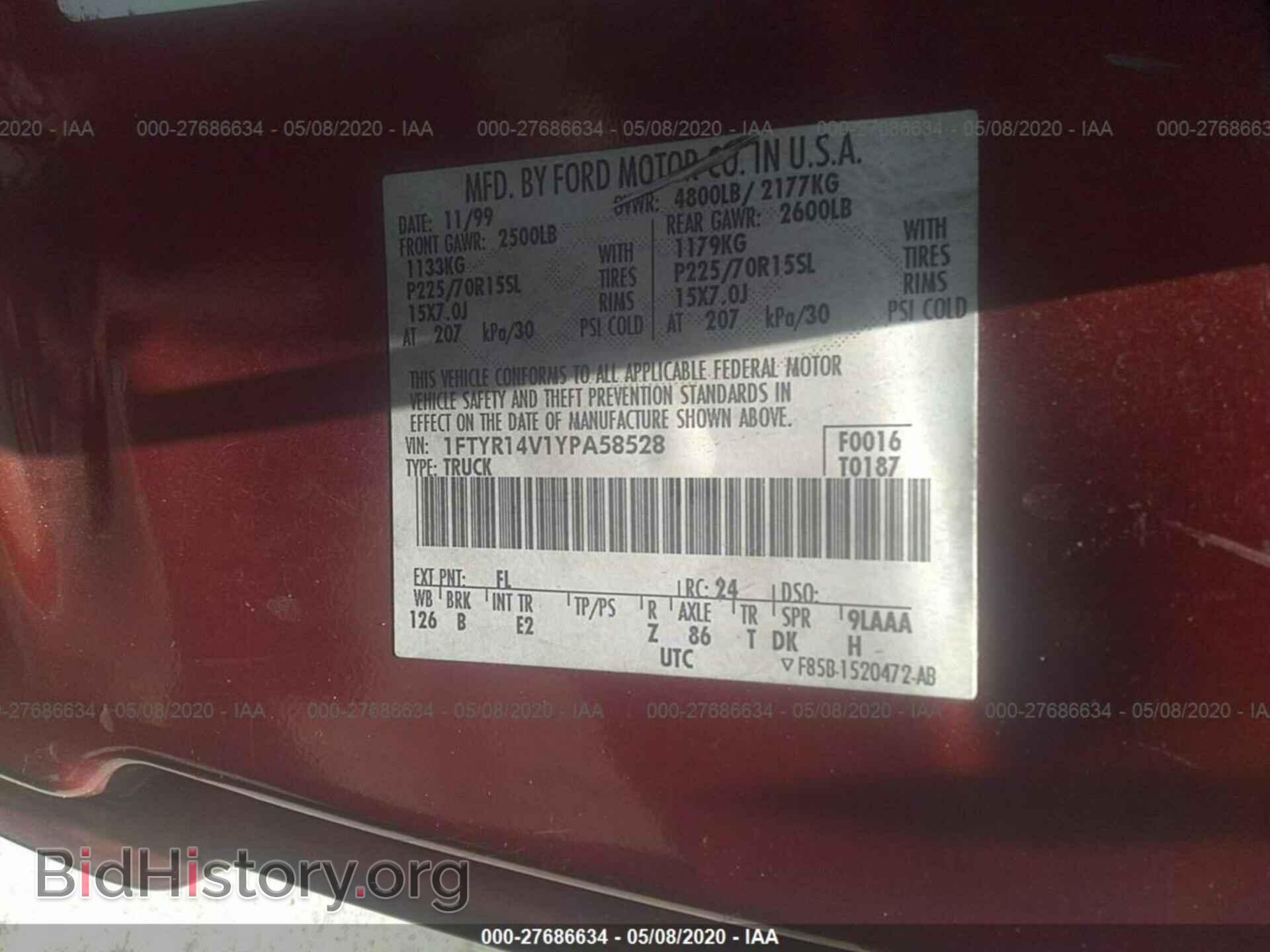 2000 FORD RANGER - VIN: 1FTYR14V1YPA58528 - Photo 9