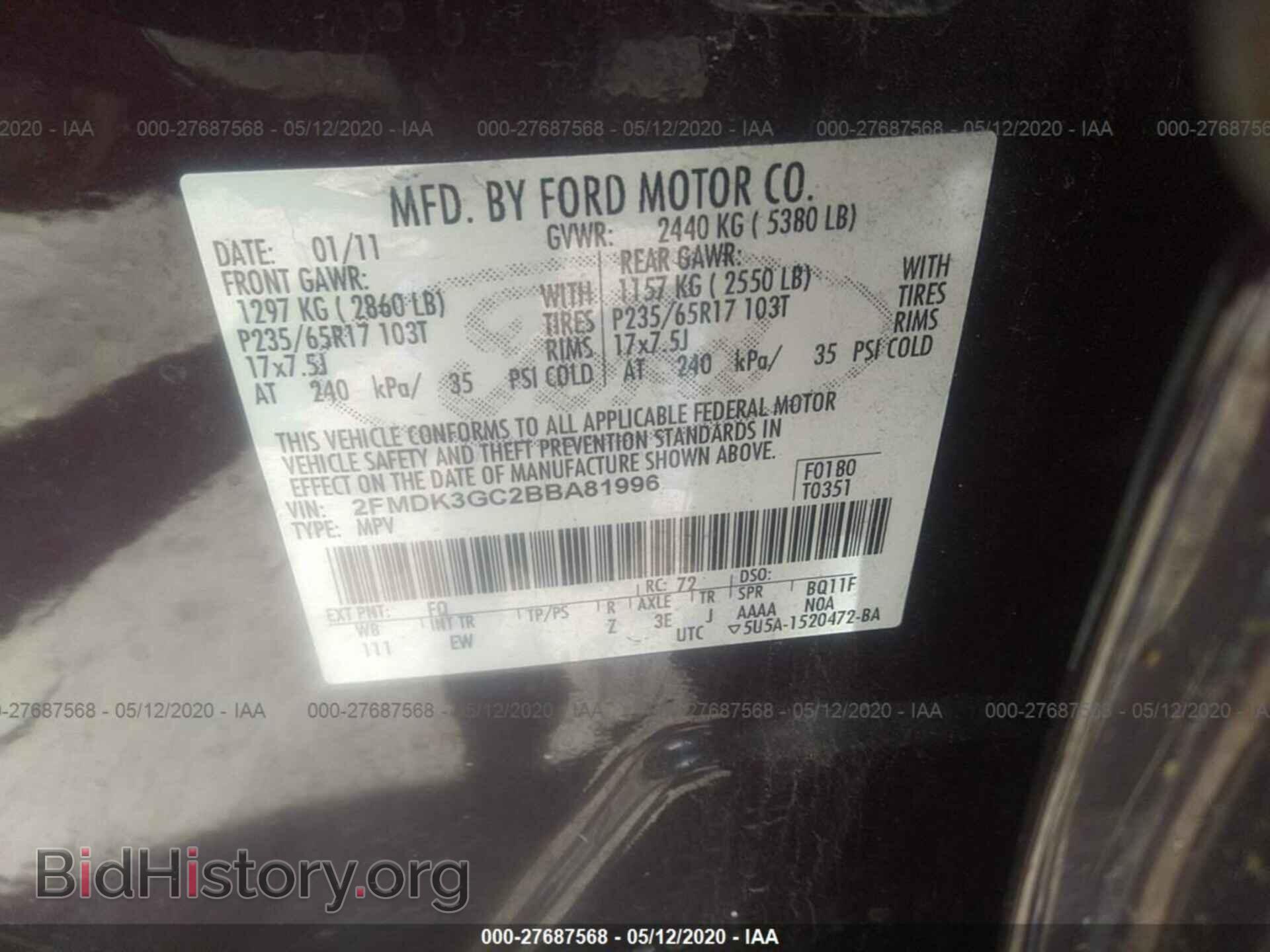 2011 FORD EDGE - VIN: 2FMDK3GC2BBA81996 - Фото 9