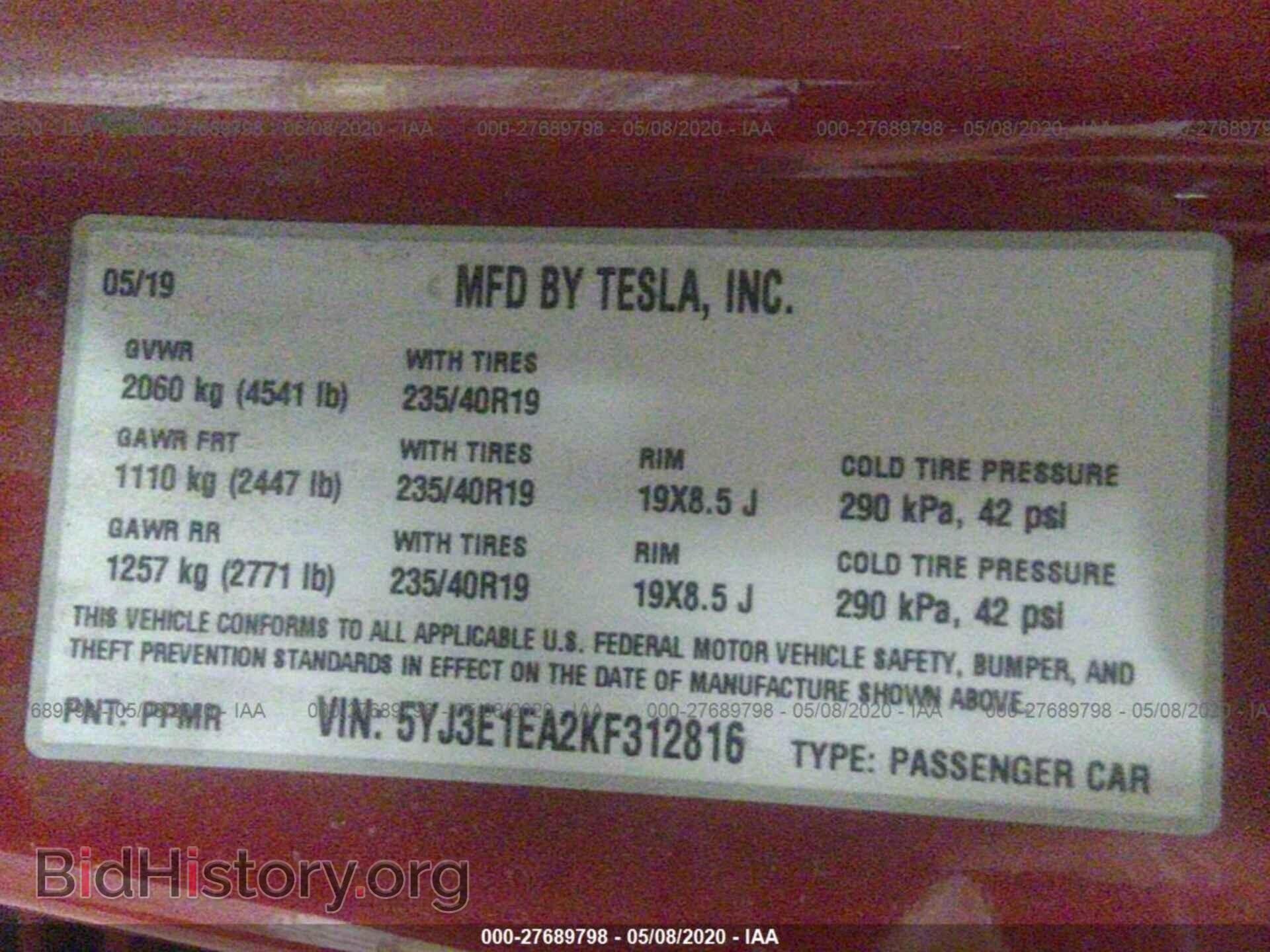 2019 TESLA MODEL 3 - VIN: 5YJ3E1EA2KF312816 - Photo 9