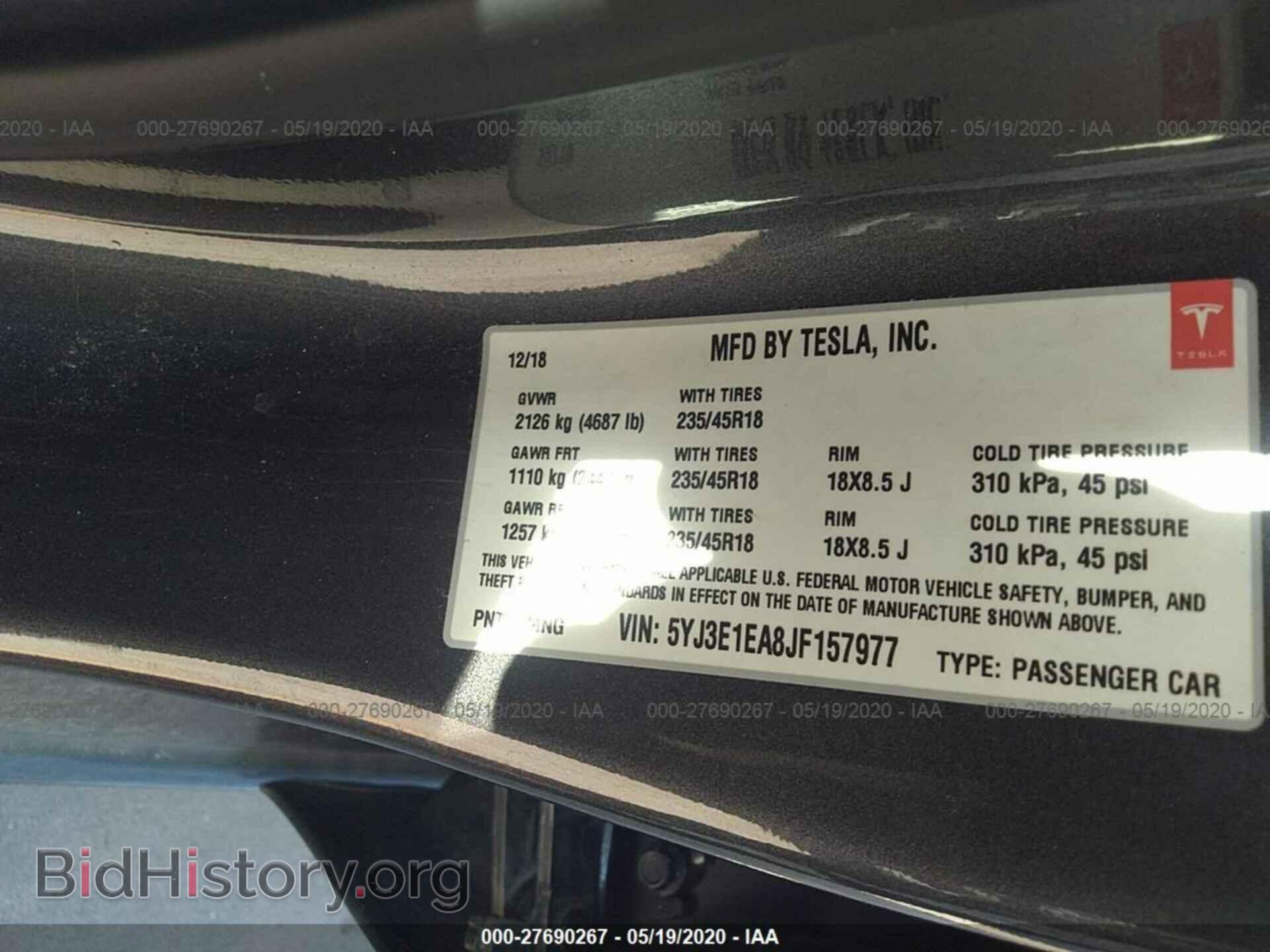 2018 TESLA MODEL 3 - VIN: 5YJ3E1EA8JF157977 - Photo 9