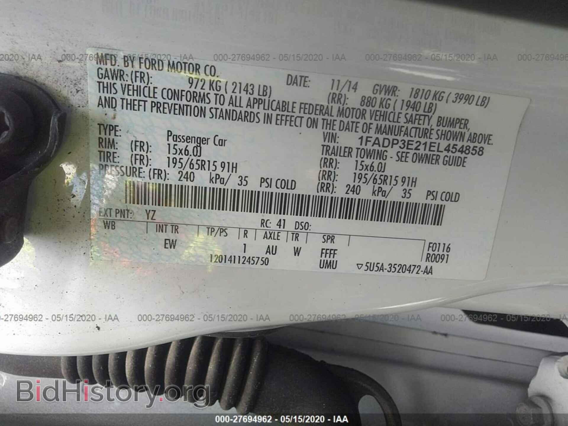 2014 FORD FOCUS - VIN: 1FADP3E21EL454858 - Фото 9