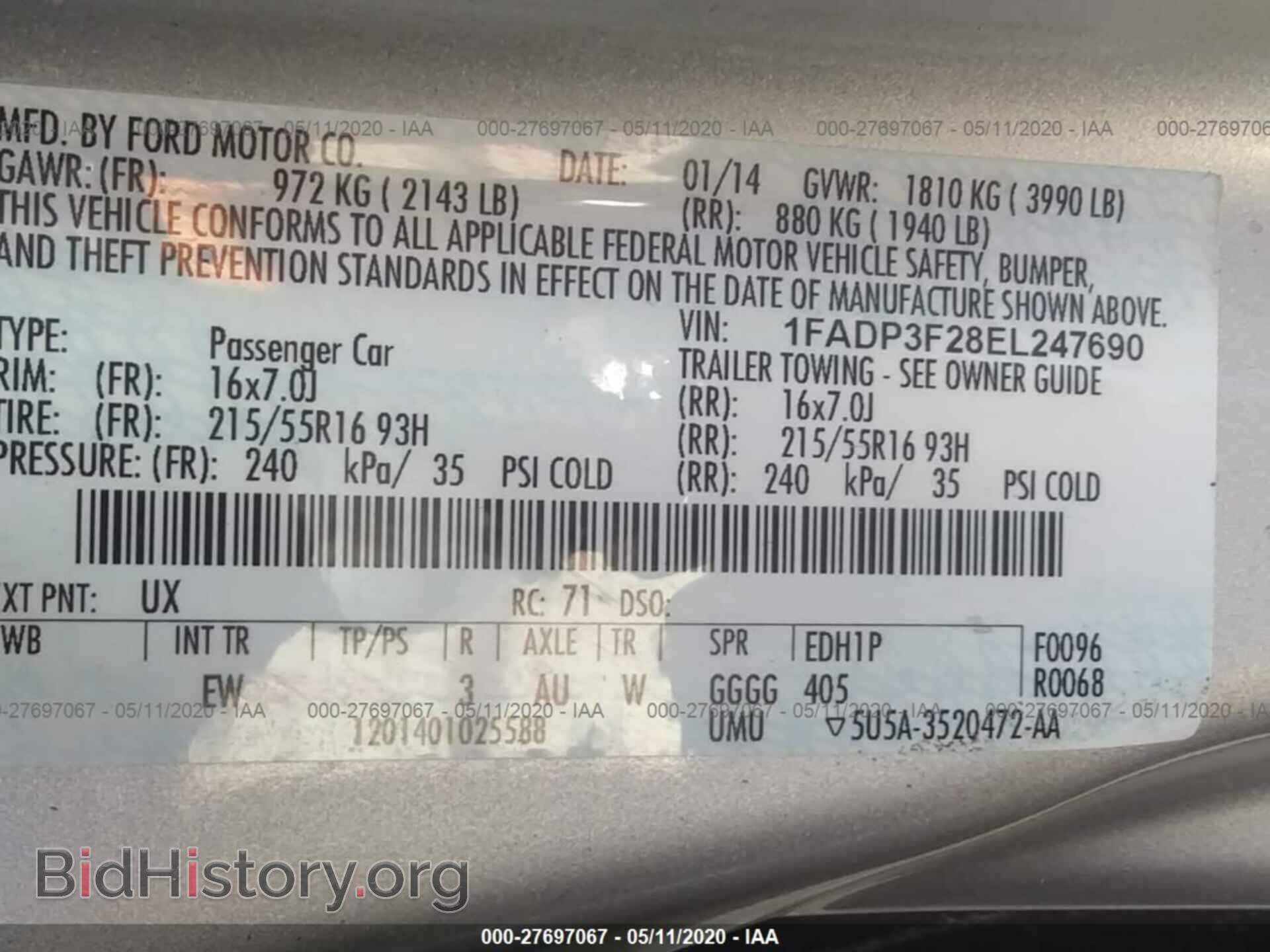 2014 FORD FOCUS - VIN: 1FADP3F28EL247690 - Фото 9