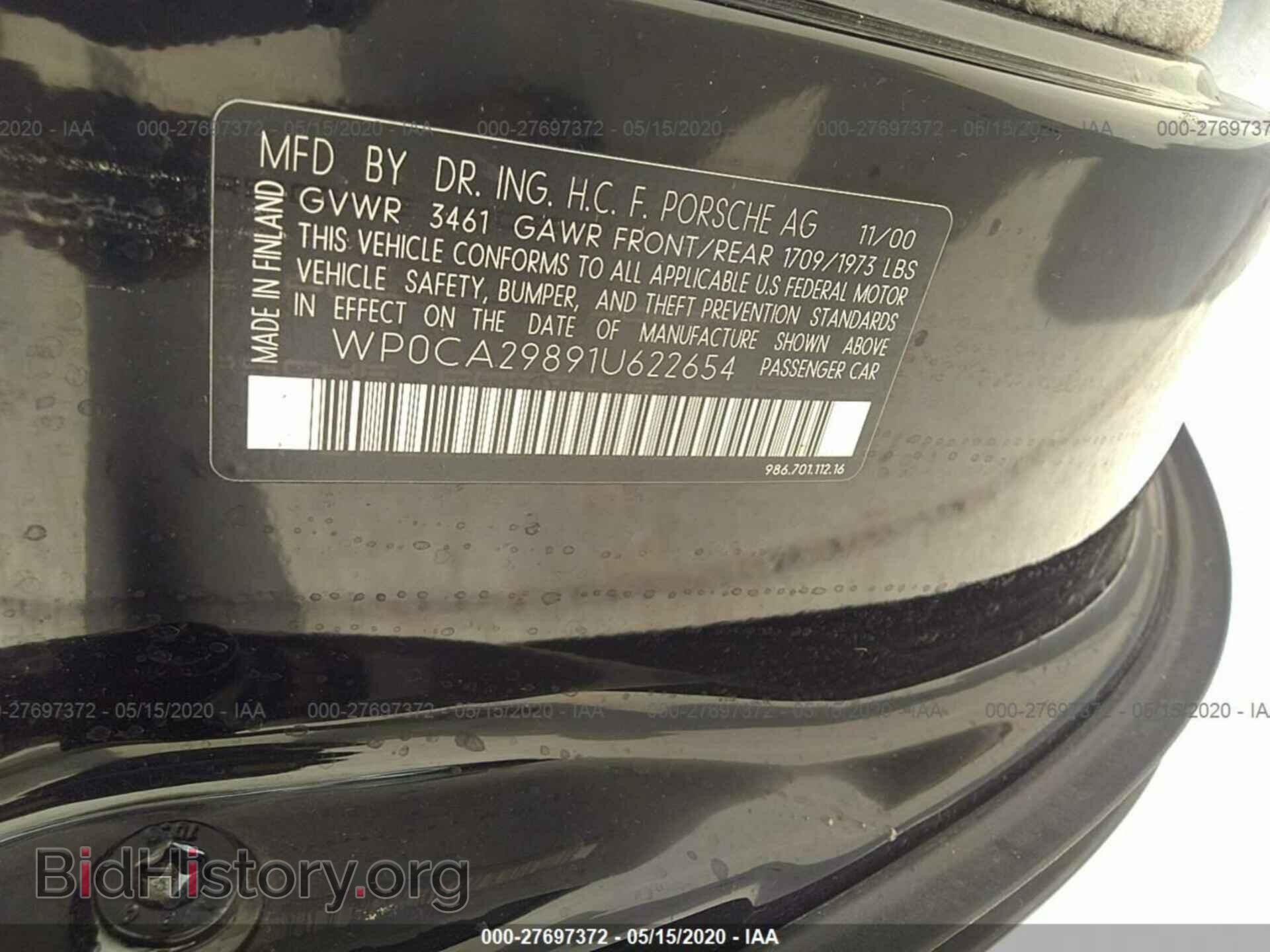 2001 PORSCHE BOXSTER - VIN: WP0CA29891U622654 - Фото 9