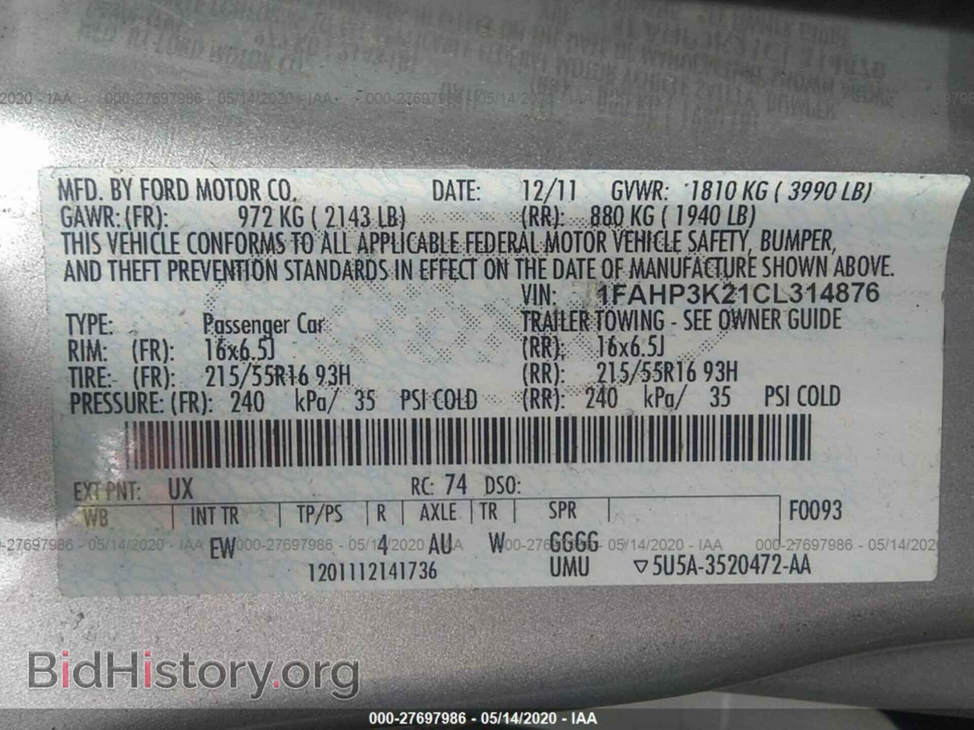2012 FORD FOCUS - VIN: 1FAHP3K21CL314876 - Photo 9