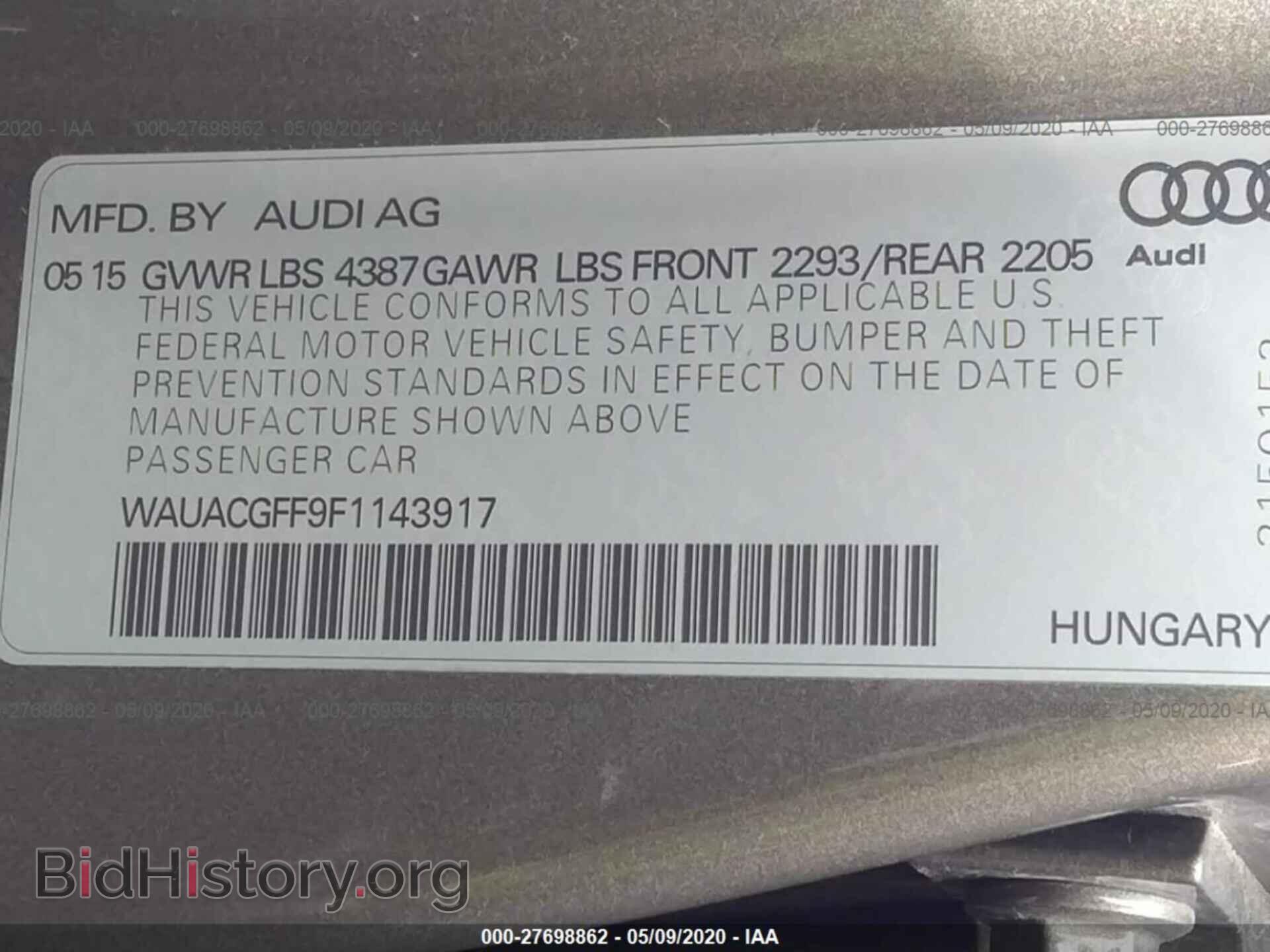 2015 AUDI A3 - VIN: WAUACGFF9F1143917 - Фото 9