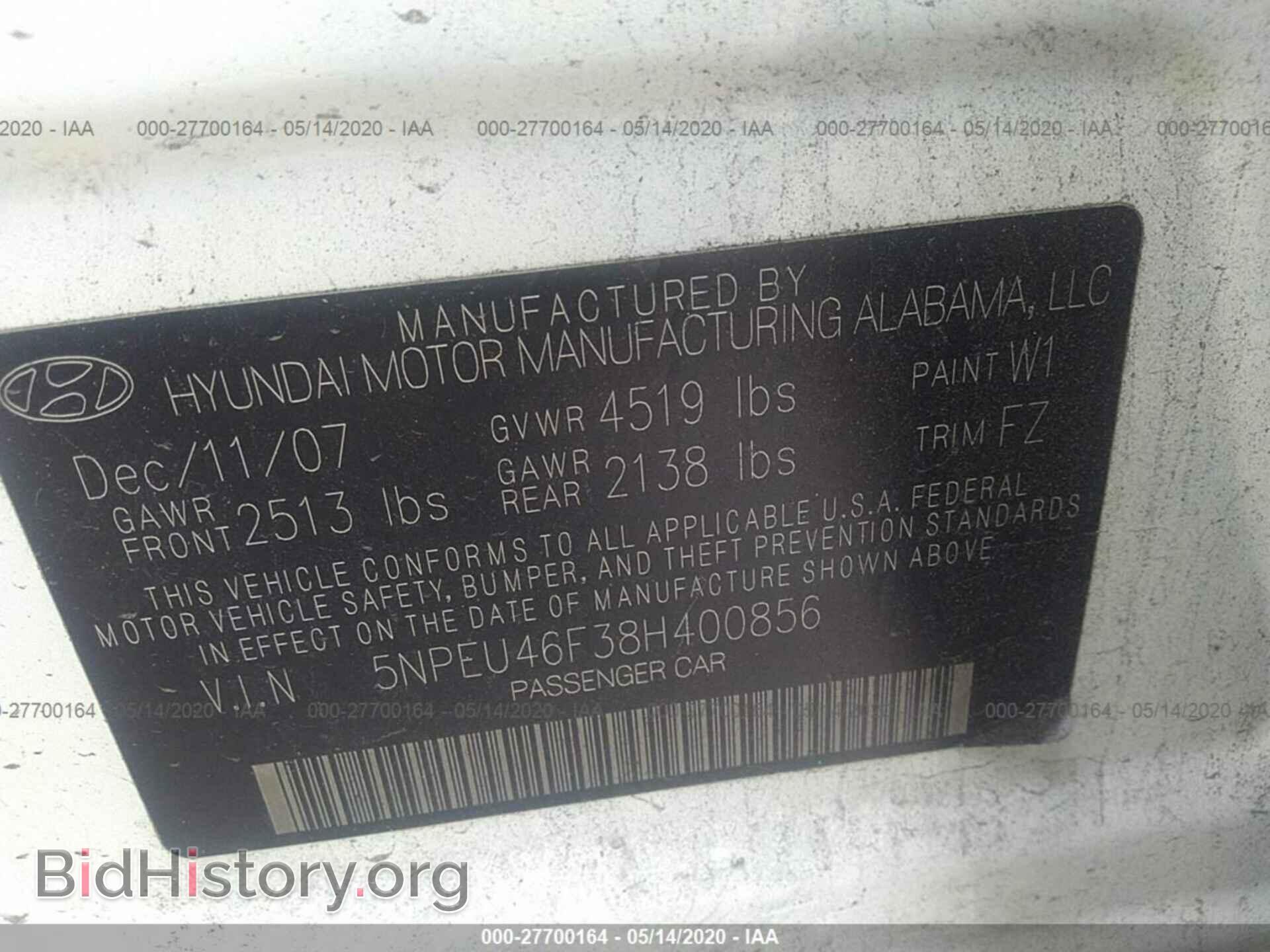 2008 HYUNDAI SONATA - VIN: 5NPEU46F38H400856 - Фото 9