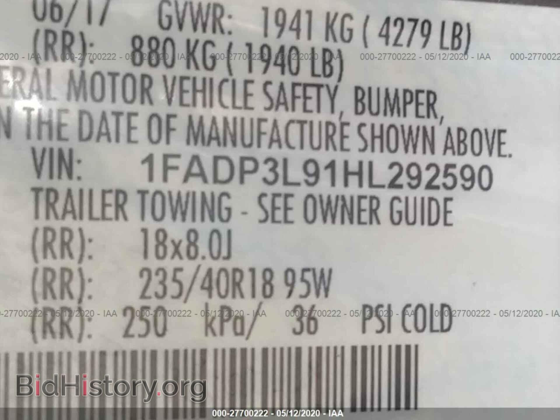2017 FORD FOCUS - VIN: 1FADP3L91HL292590 - Photo 9