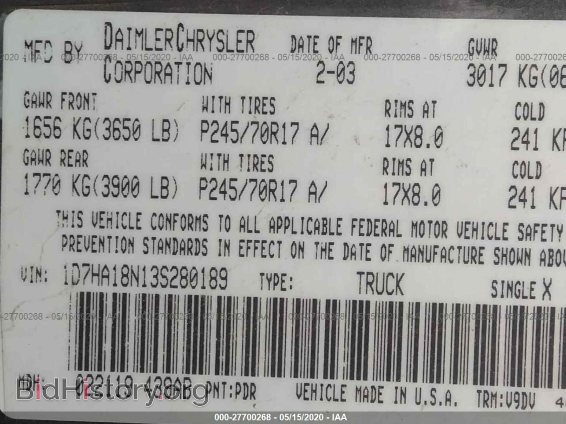 2003 DODGE RAM 1500 - VIN: 1D7HA18N13S280189 - Photo 9