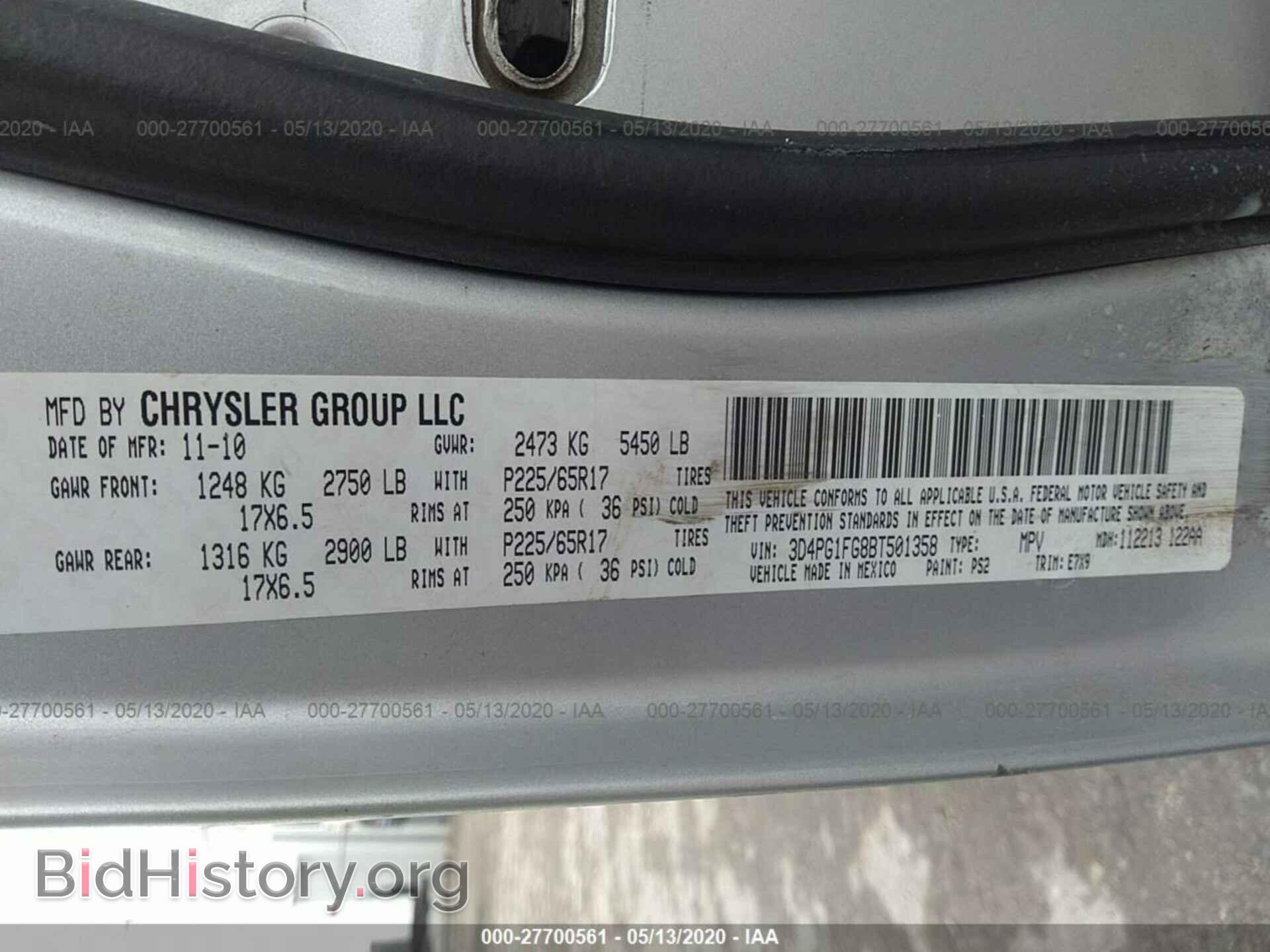 2011 DODGE JOURNEY - VIN: 3D4PG1FG8BT501358 - Фото 9