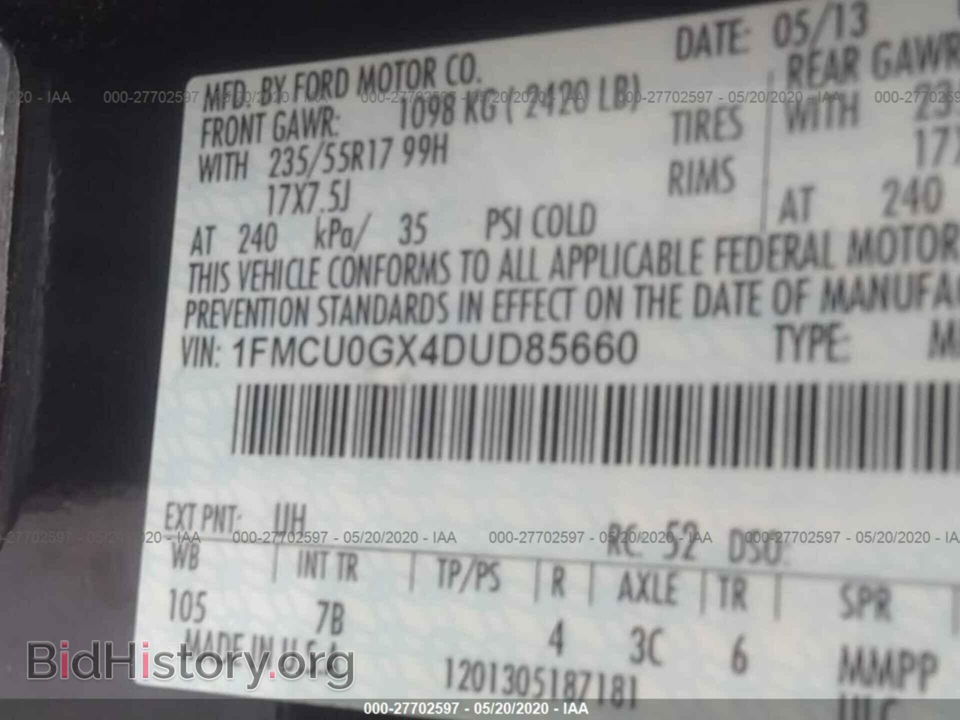2013 FORD ESCAPE - VIN: 1FMCU0GX4DUD85660 - Photo 9