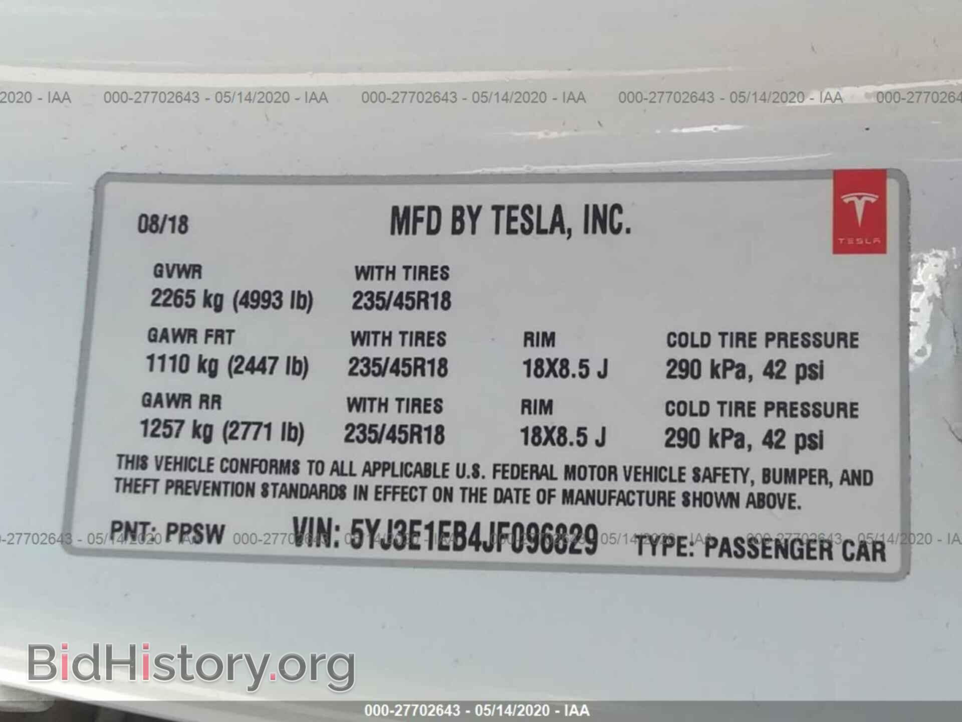 2018 TESLA MODEL 3 - VIN: 5YJ3E1EB4JF096829 - Photo 9
