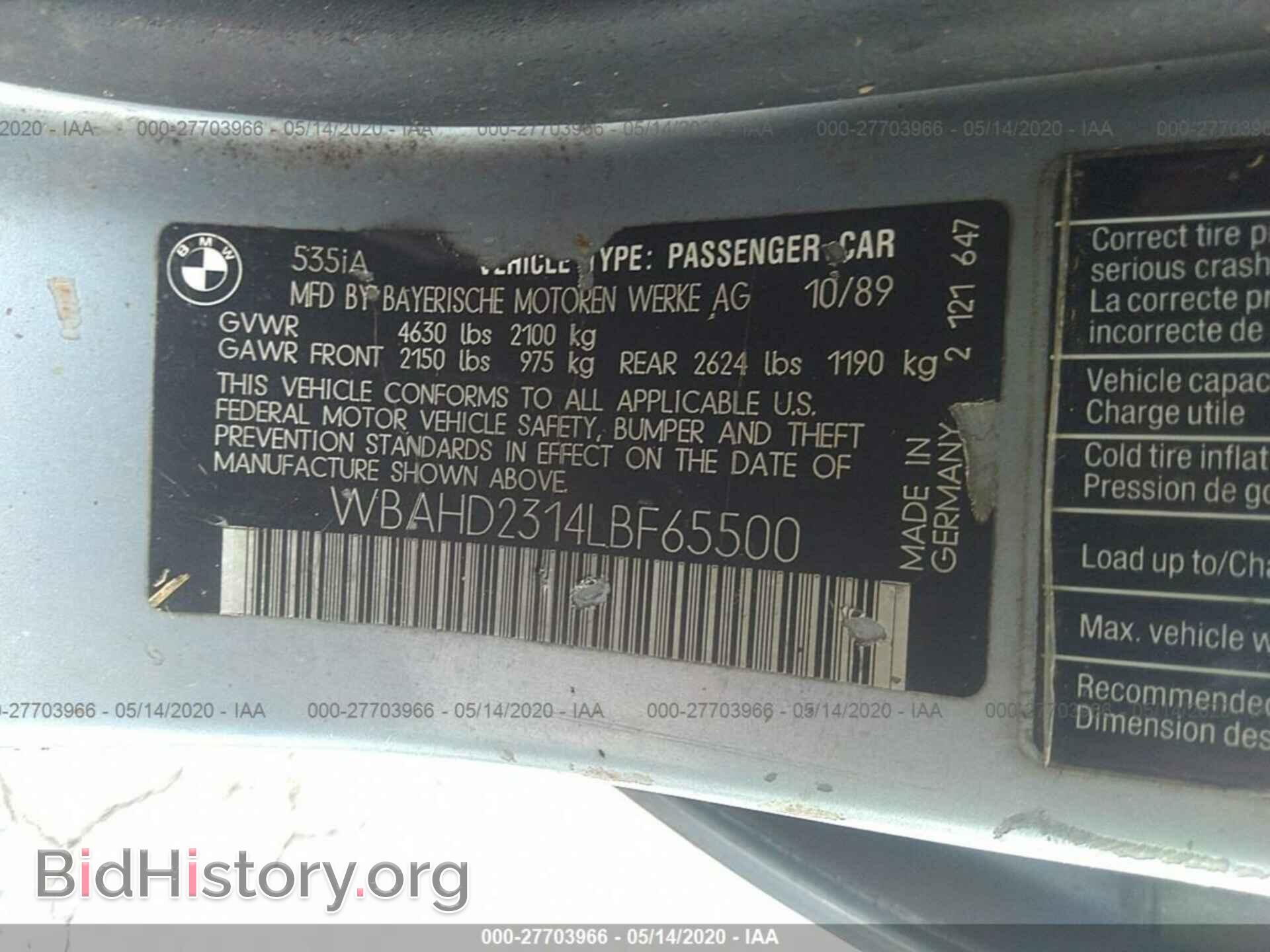 1990 BMW 535 - VIN: WBAHD2314LBF65500 - Photo 9