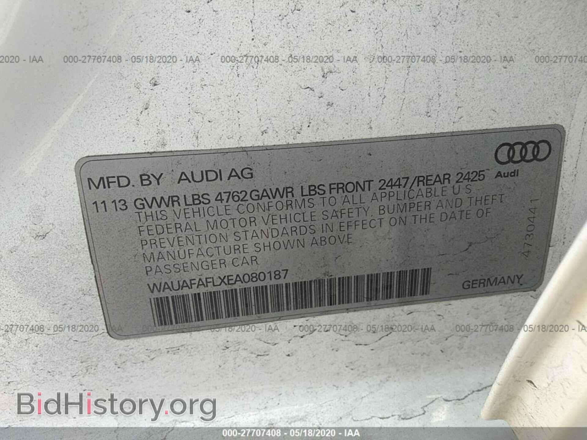 2014 AUDI A4 - VIN: WAUAFAFLXEA080187 - Фото 9