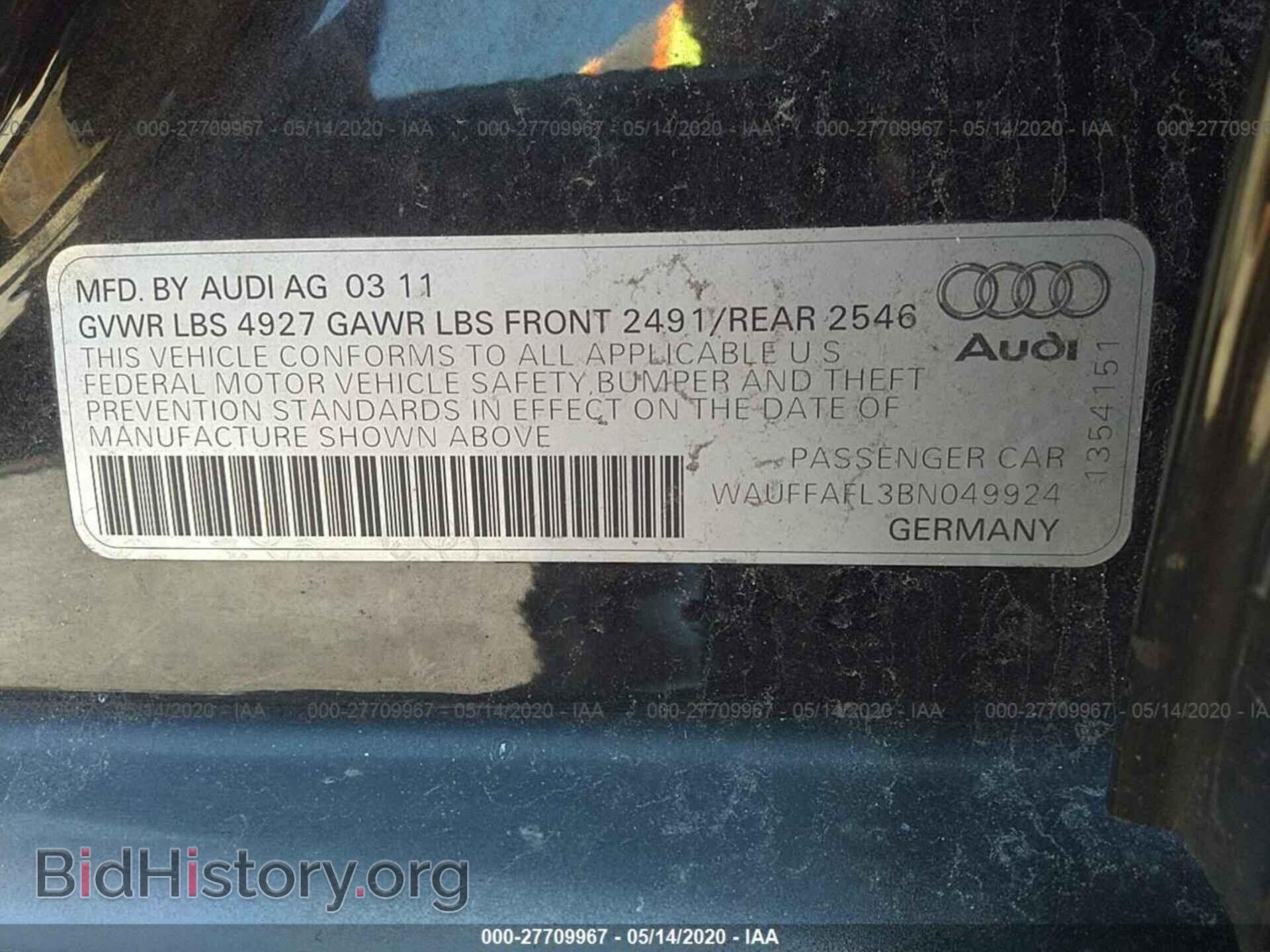 2011 AUDI A4 - VIN: WAUFFAFL3BN049924 - Photo 9