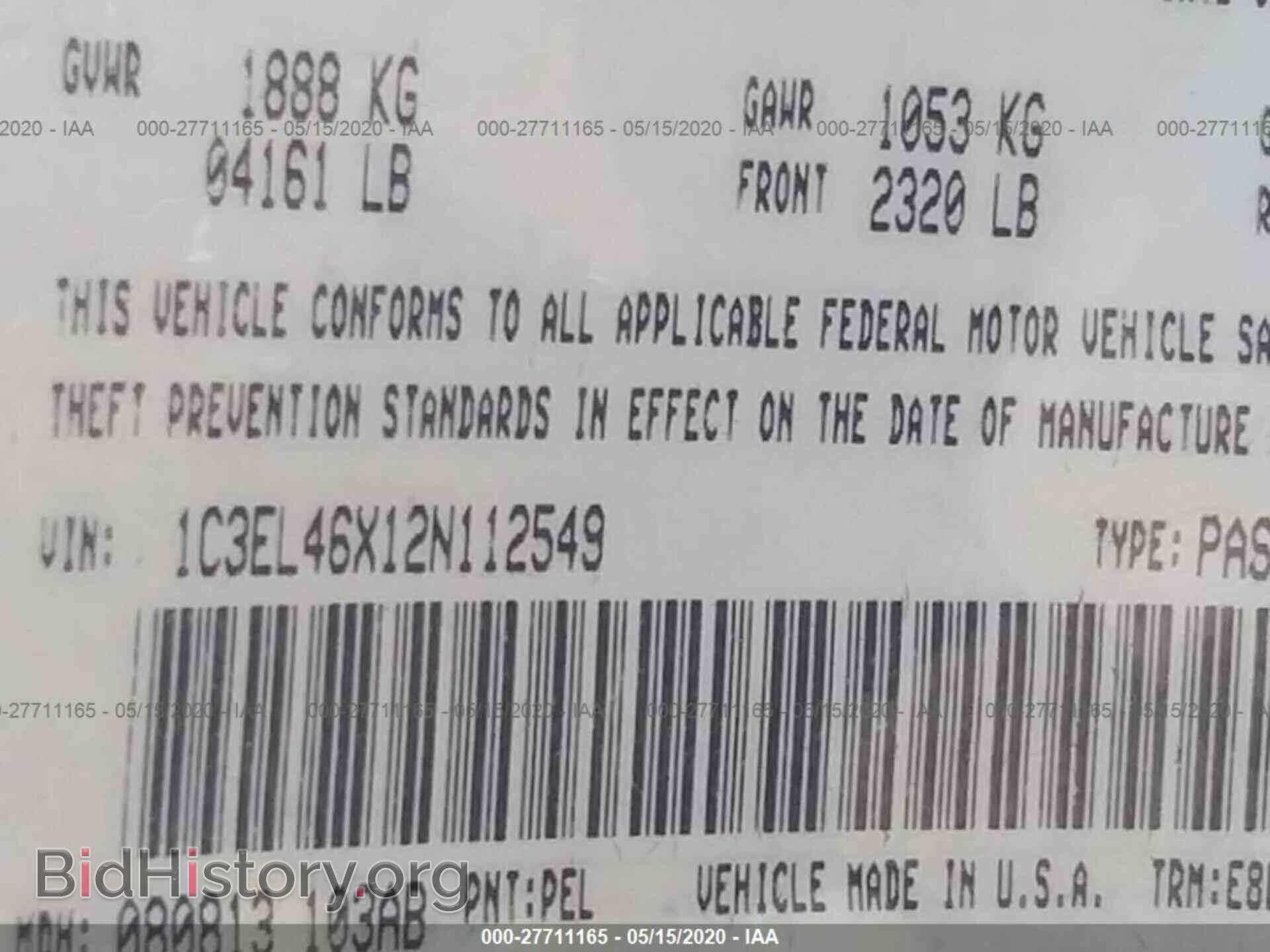 2002 CHRYSLER SEBRING - VIN: 1C3EL46X12N112549 - Фото 9