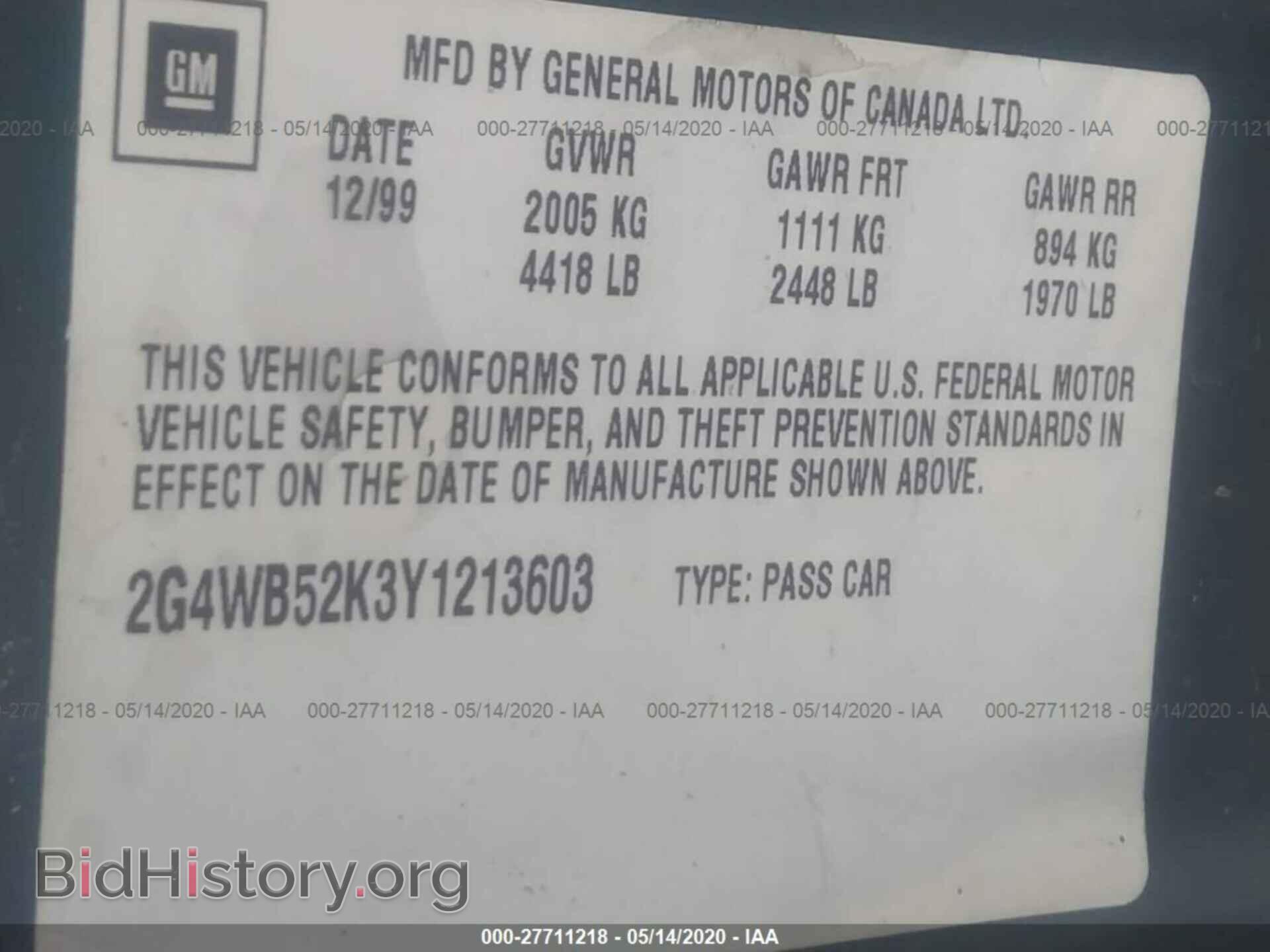 2000 BUICK REGAL - VIN: 2G4WB52K3Y1213603 - Фото 9