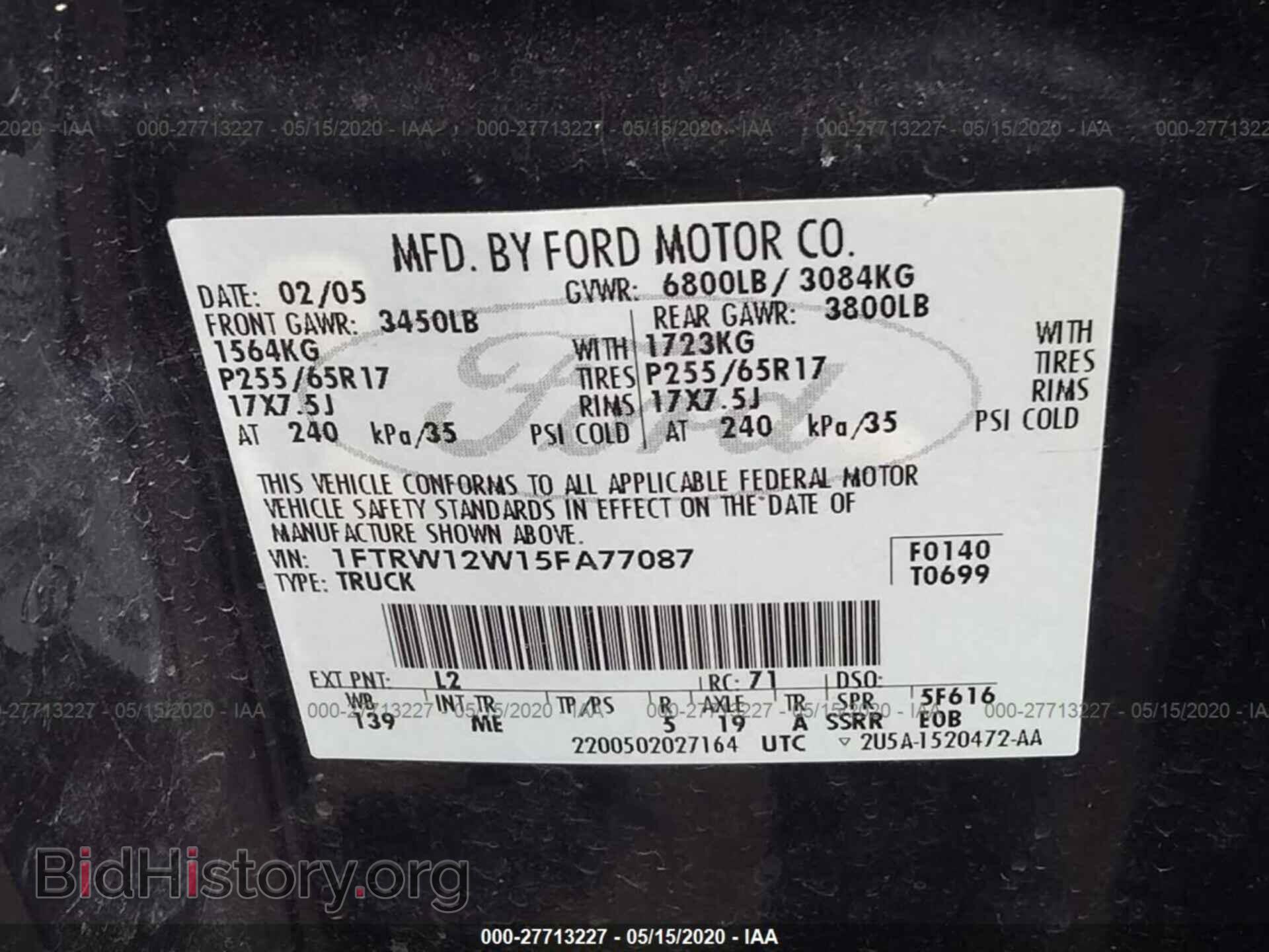 2005 FORD F150 - VIN: 1FTRW12W15FA77087 - Фото 9