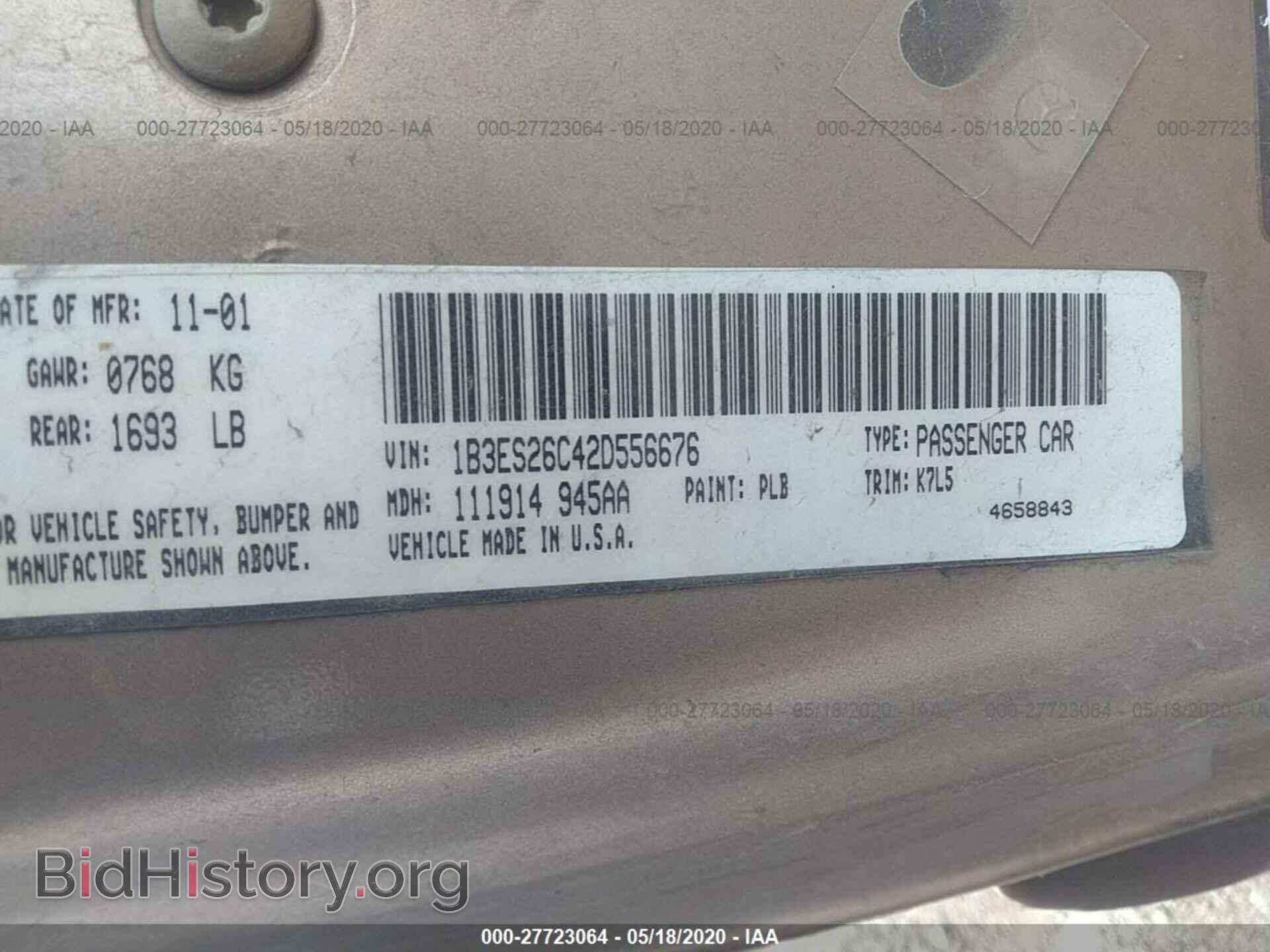2002 DODGE NEON - VIN: 1B3ES26C42D556676 - Фото 9