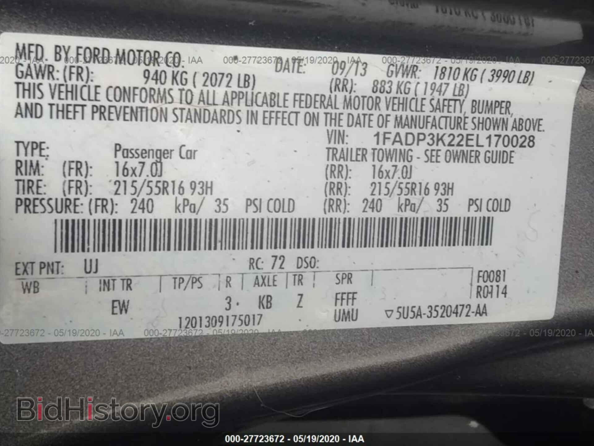 2014 FORD FOCUS - VIN: 1FADP3K22EL170028 - Photo 9