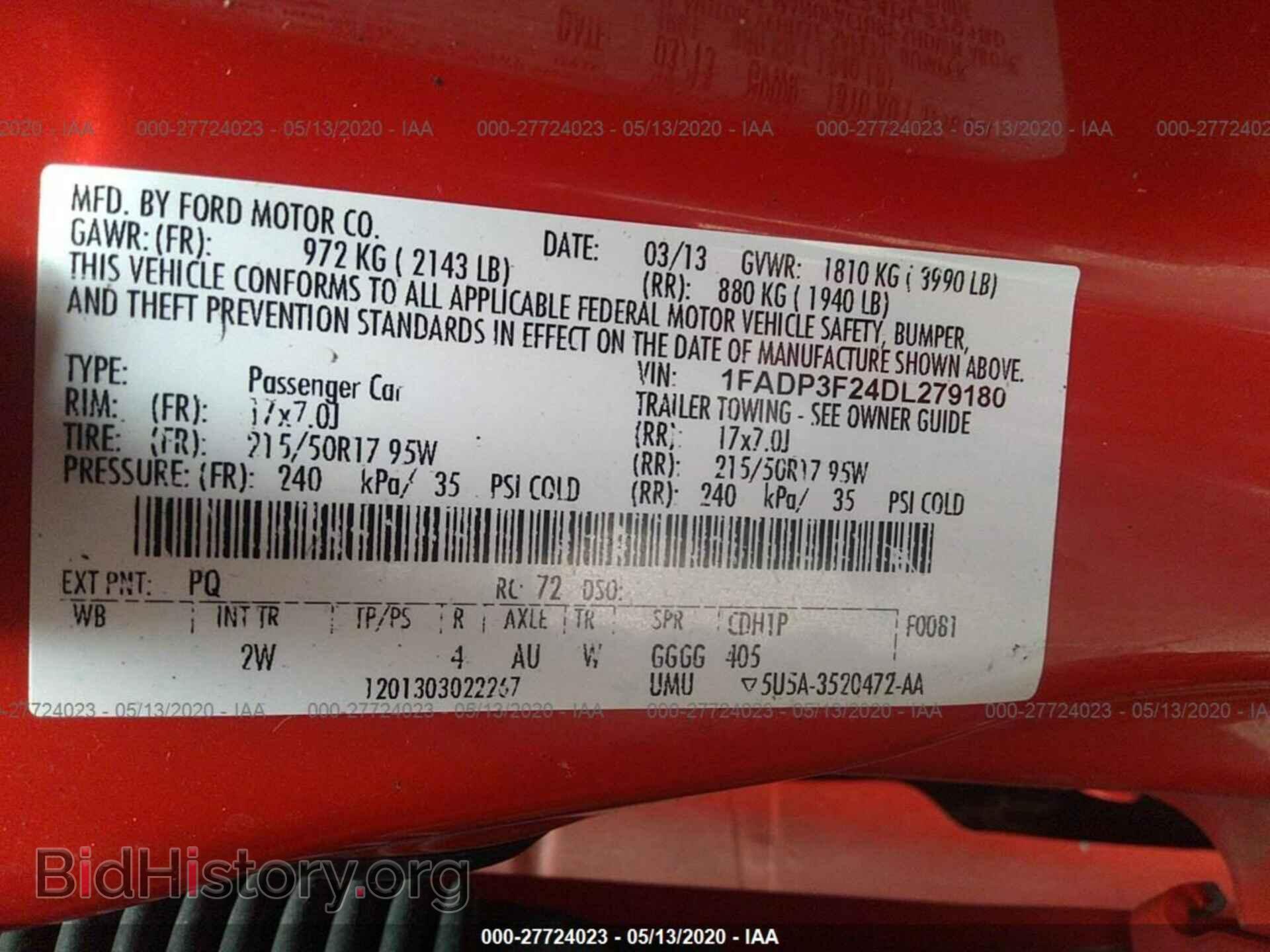 2013 FORD FOCUS - VIN: 1FADP3F24DL279180 - Фото 9