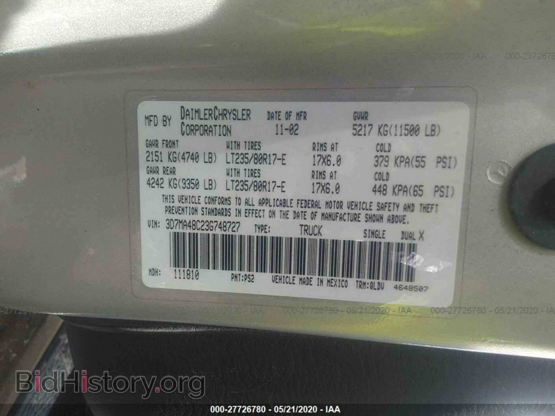 2003 DODGE RAM 3500 - VIN: 3D7MA48C23G748727 - Фото 9