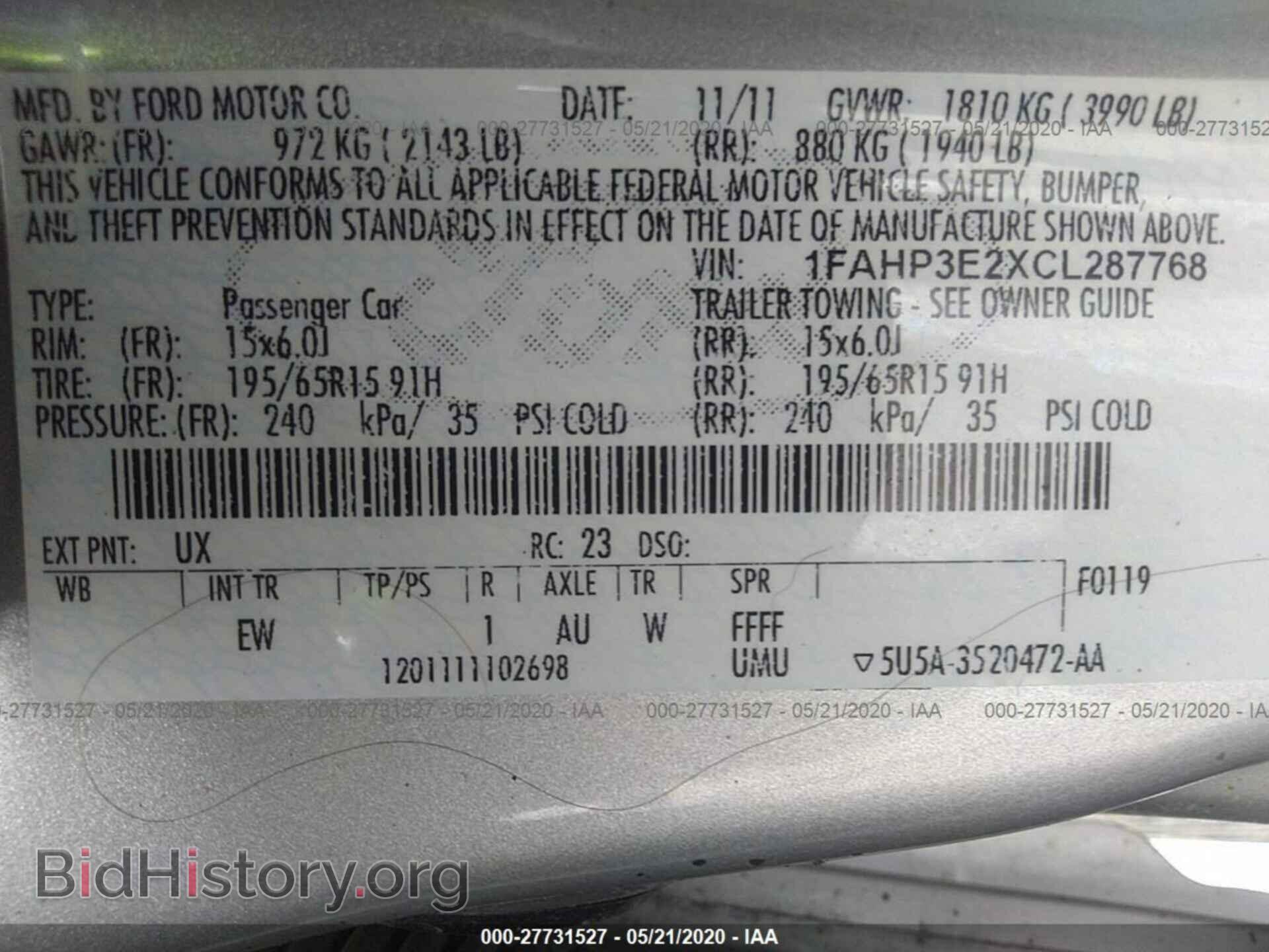 2012 FORD FOCUS - VIN: 1FAHP3E2XCL287768 - Фото 9