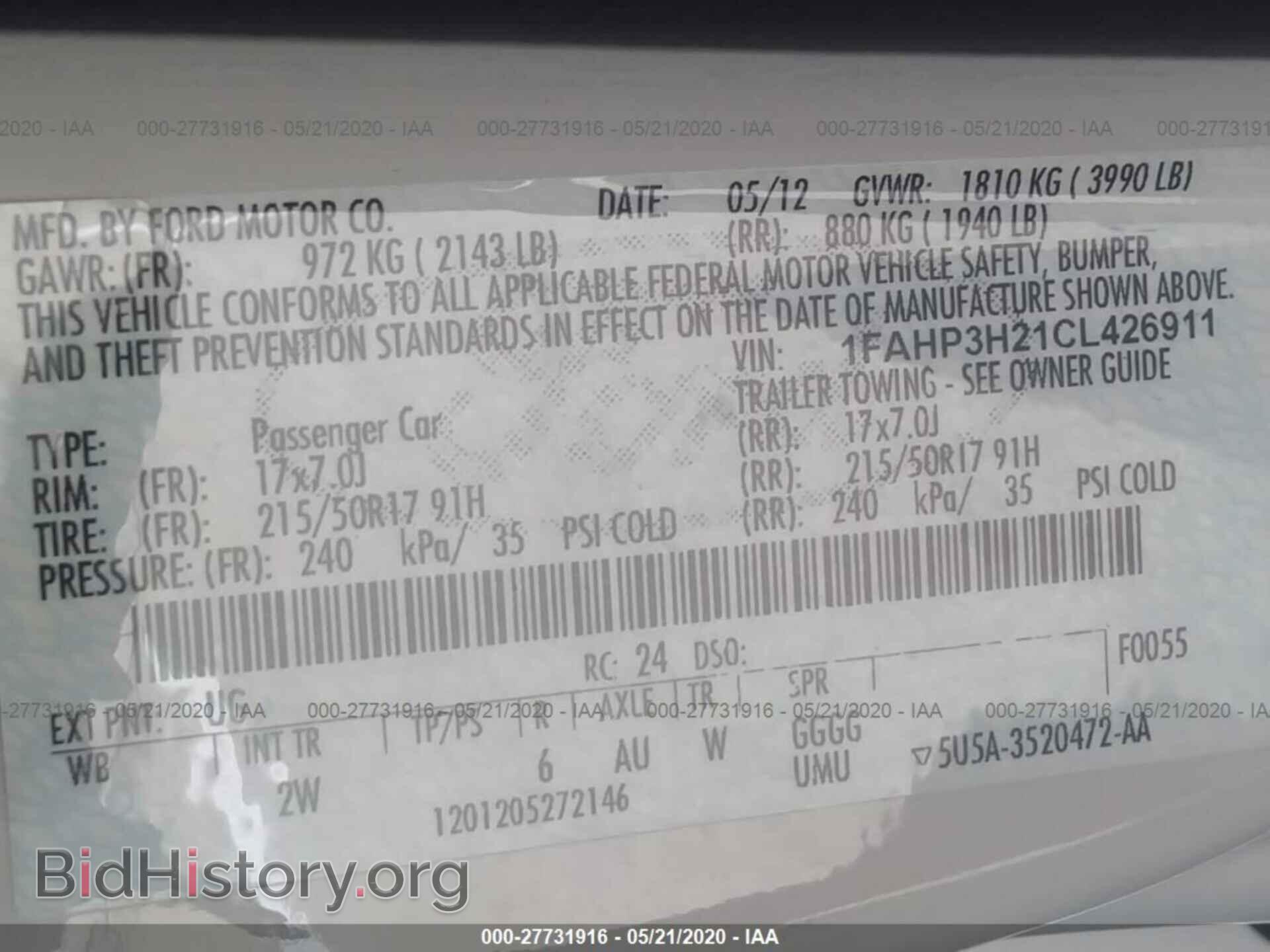 2012 FORD FOCUS - VIN: 1FAHP3H21CL426911 - Photo 9