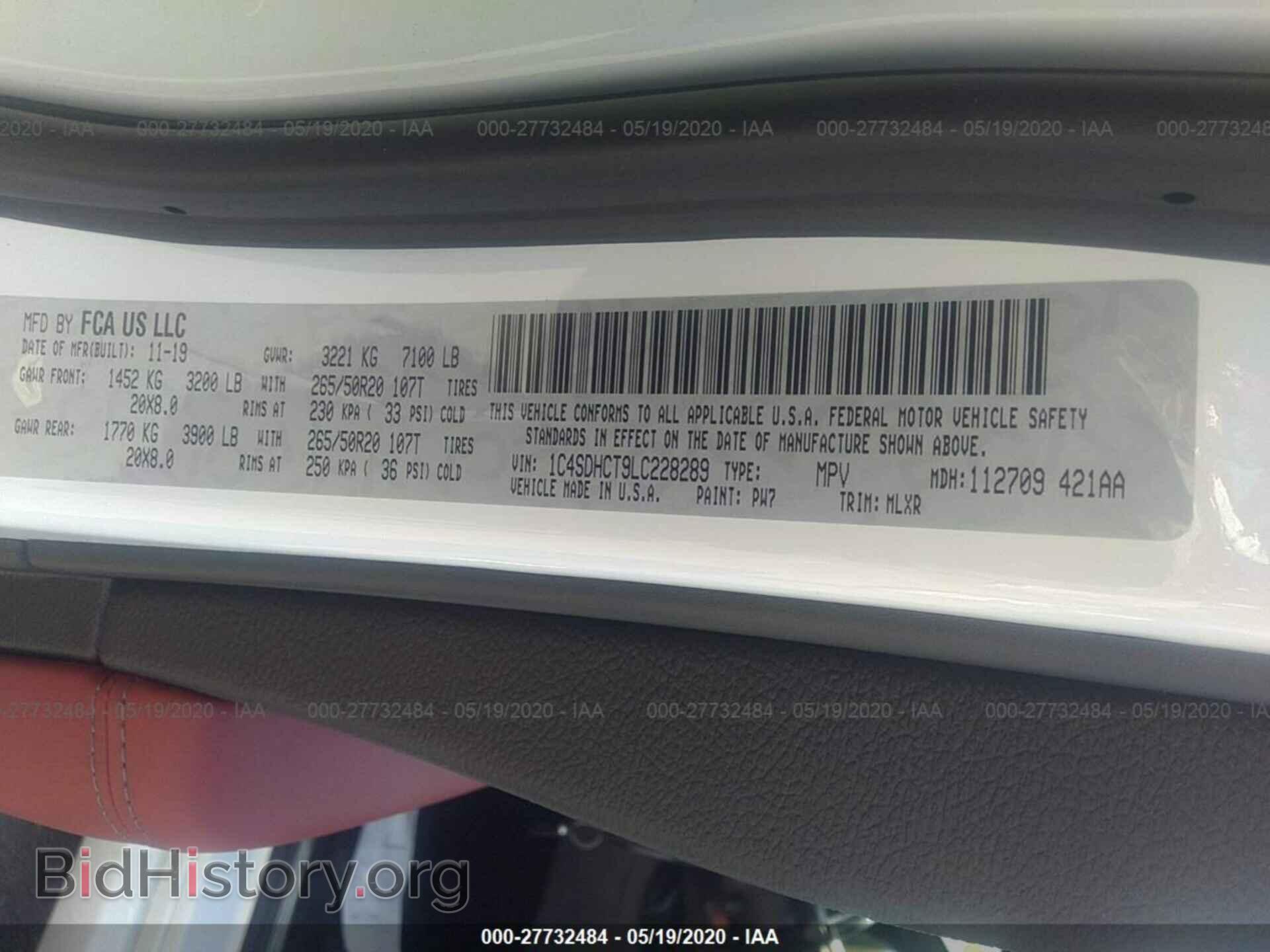 2020 DODGE DURANGO - VIN: 1C4SDHCT9LC228289 - Photo 9