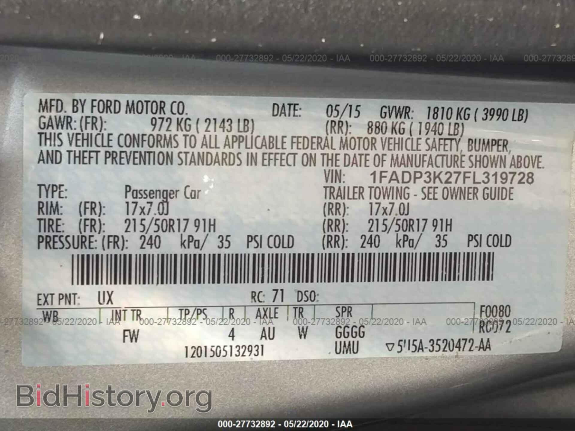 2015 FORD FOCUS - VIN: 1FADP3K27FL319728 - Фото 9