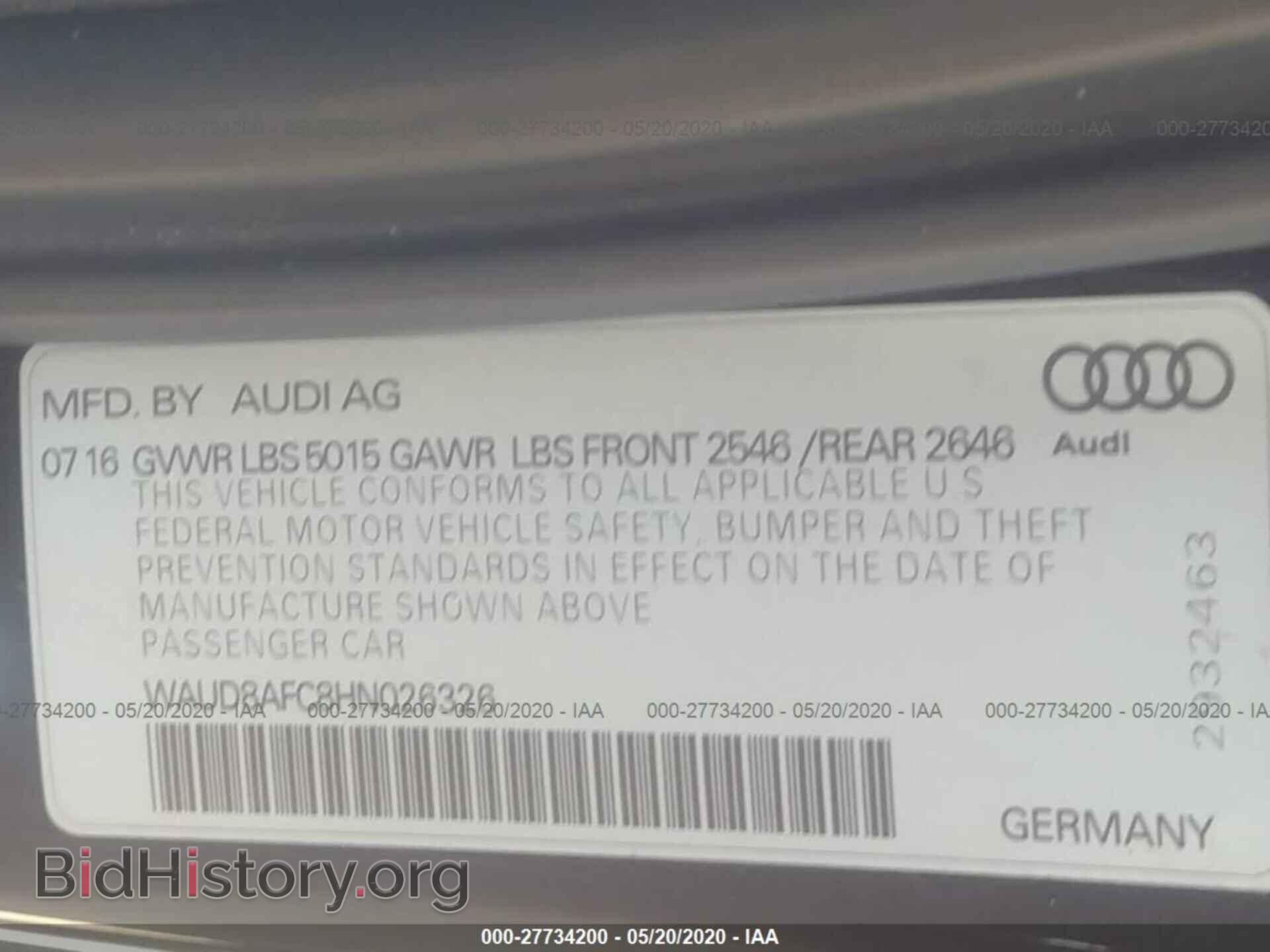 2017 AUDI A6 - VIN: WAUD8AFC8HN026326 - Фото 9