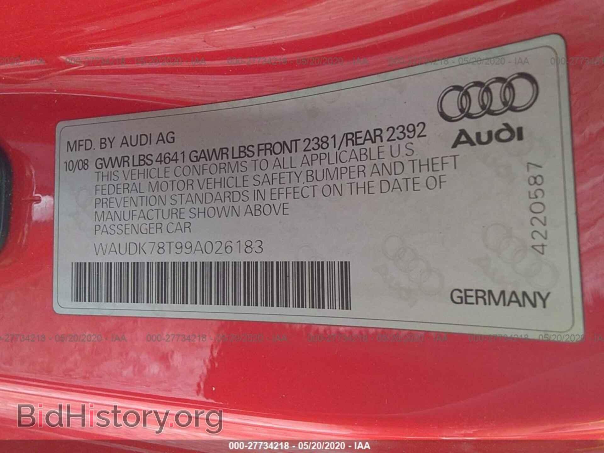 2009 AUDI A5 - VIN: WAUDK78T99A026183 - Фото 9
