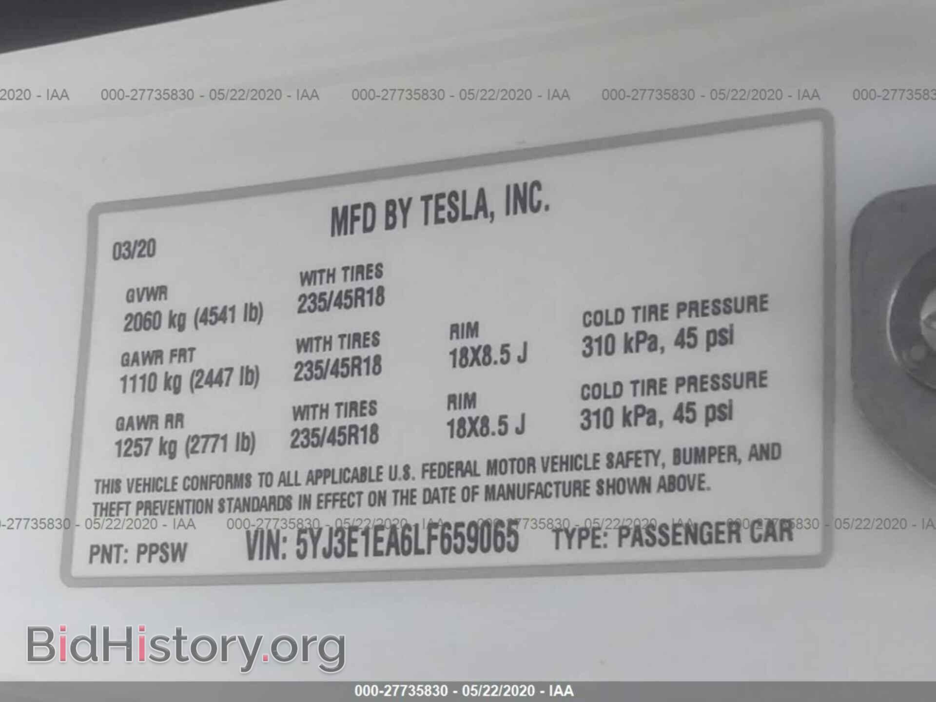 2020 TESLA MODEL 3 - VIN: 5YJ3E1EA6LF659065 - Фото 9