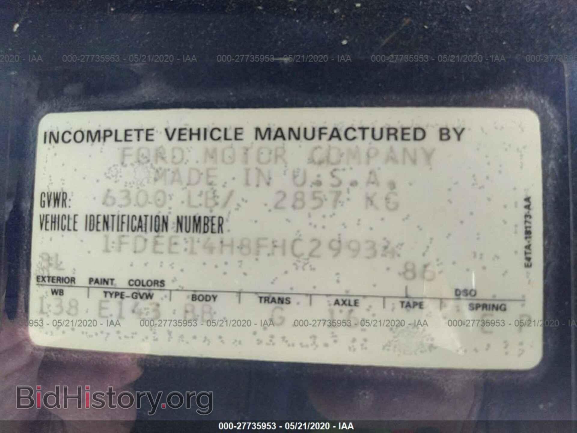 1985 FORD ECONOLINE - VIN: 1FDEE14H8FHC29934 - Photo 9
