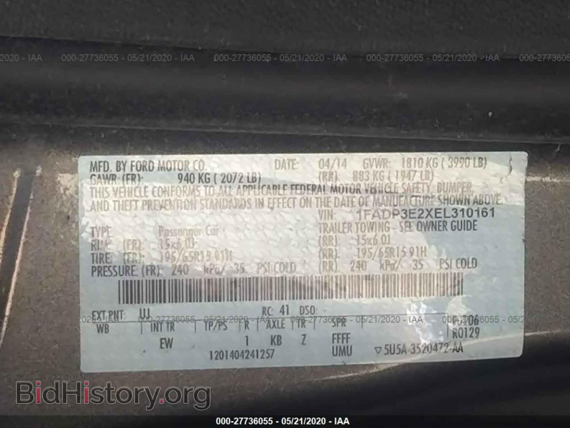 2014 FORD FOCUS - VIN: 1FADP3E2XEL310161 - Фото 9