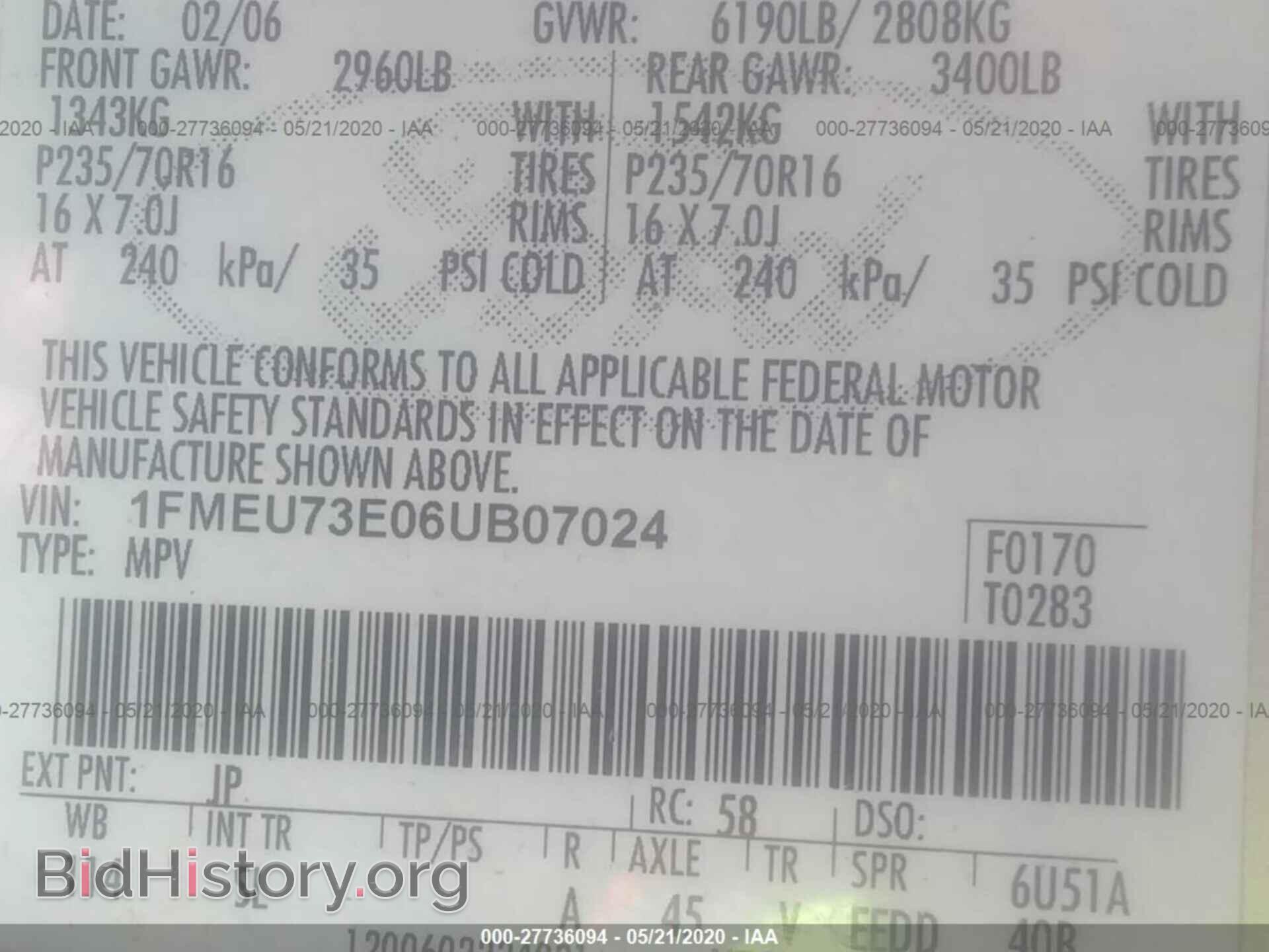 2006 FORD EXPLORER - VIN: 1FMEU73E06UB07024 - Фото 9