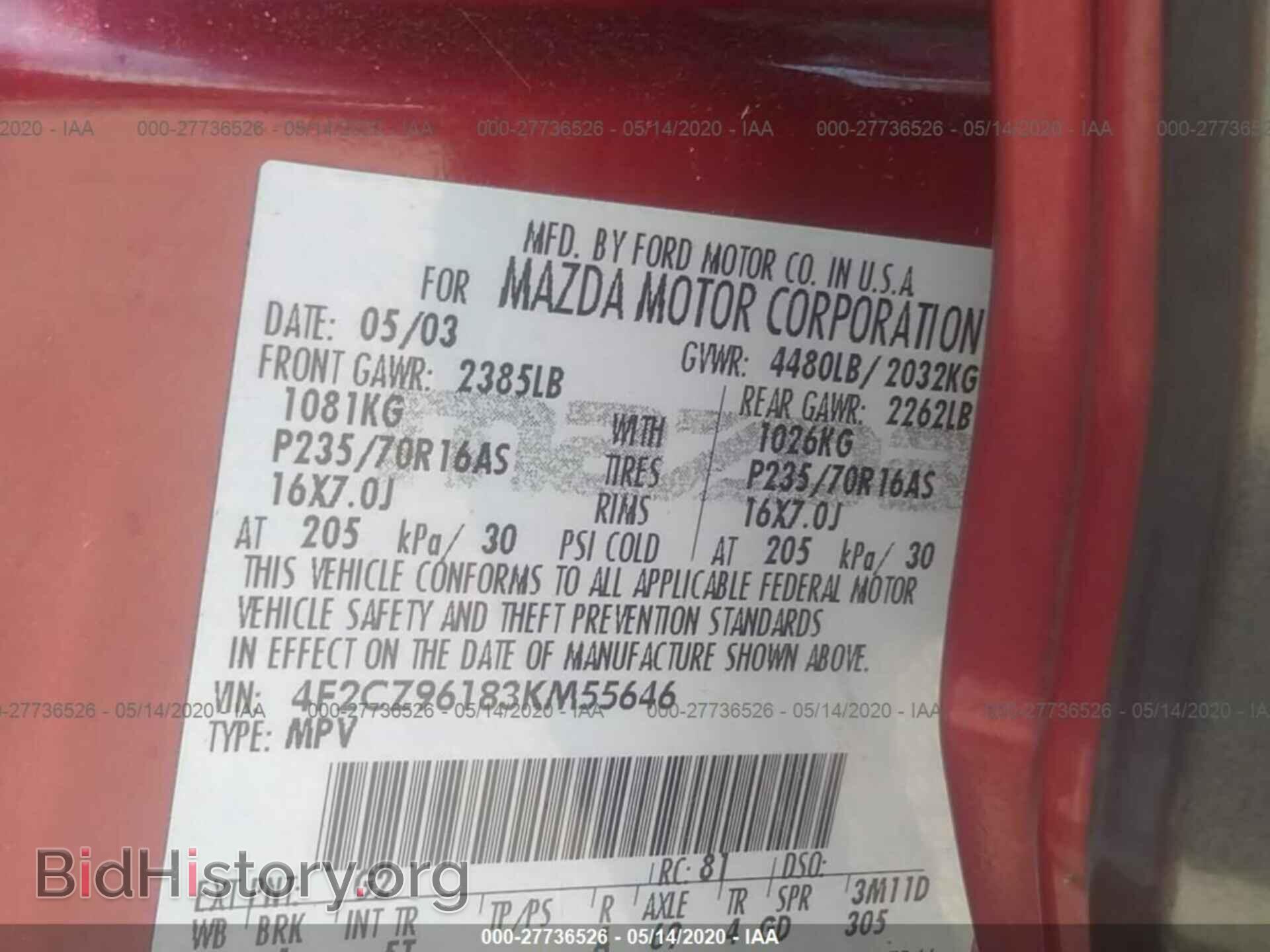 2003 MAZDA TRIBUTE - VIN: 4F2CZ96183KM55646 - Фото 9
