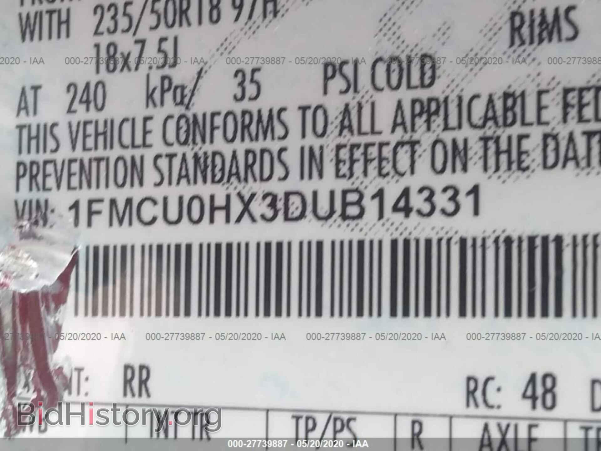 2013 FORD ESCAPE - VIN: 1FMCU0HX3DUB14331 - Photo 9