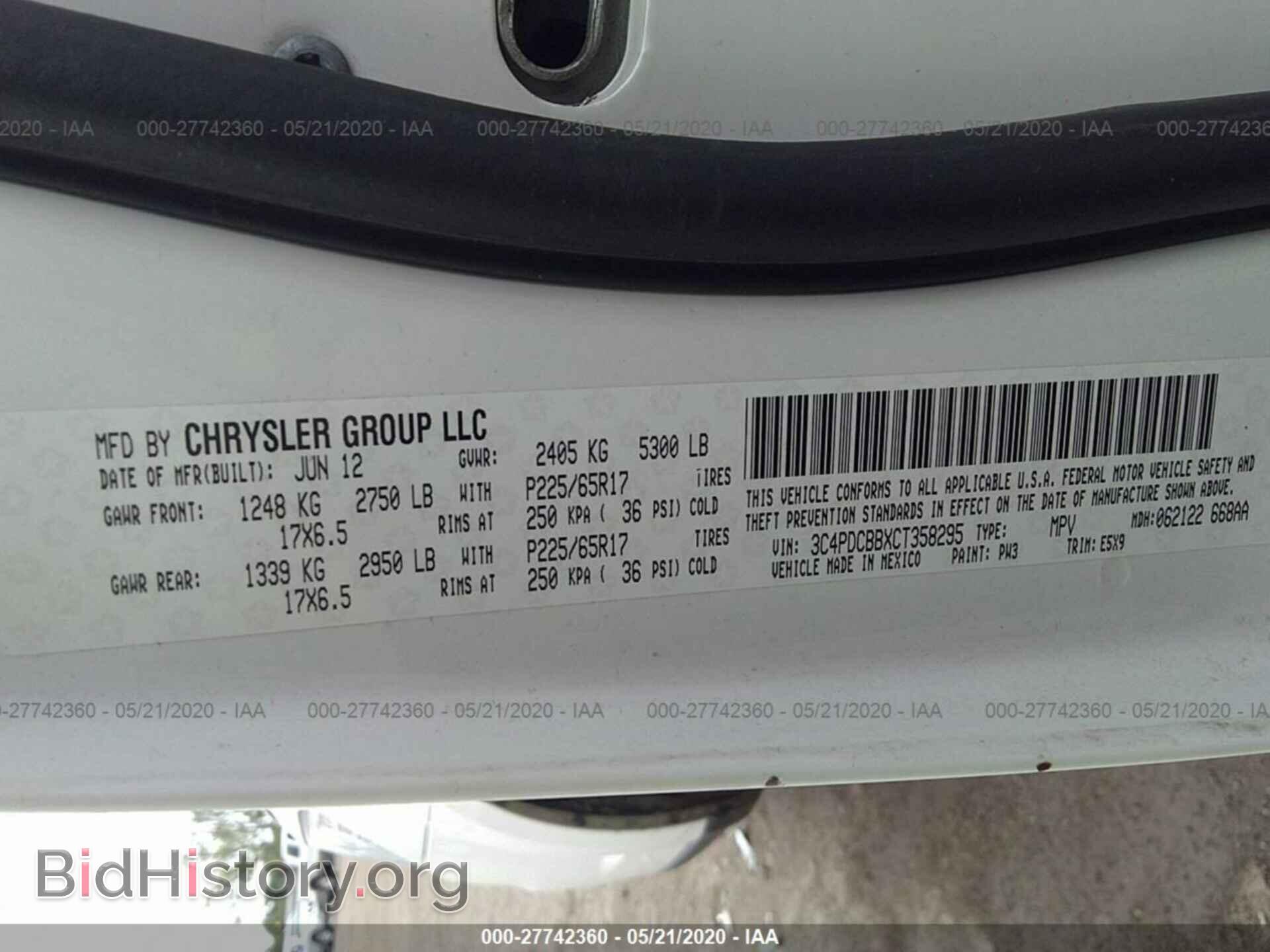 2012 DODGE JOURNEY - VIN: 3C4PDCBBXCT358295 - Фото 9